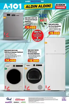 23.10.2025 tarihinden itibaren geçerli olan A101 kataloğu önizlemesi | Sayfa: 17 | Ürünler: Ses, Buzdolabı, Dondurucu, Çamaşır makinesi