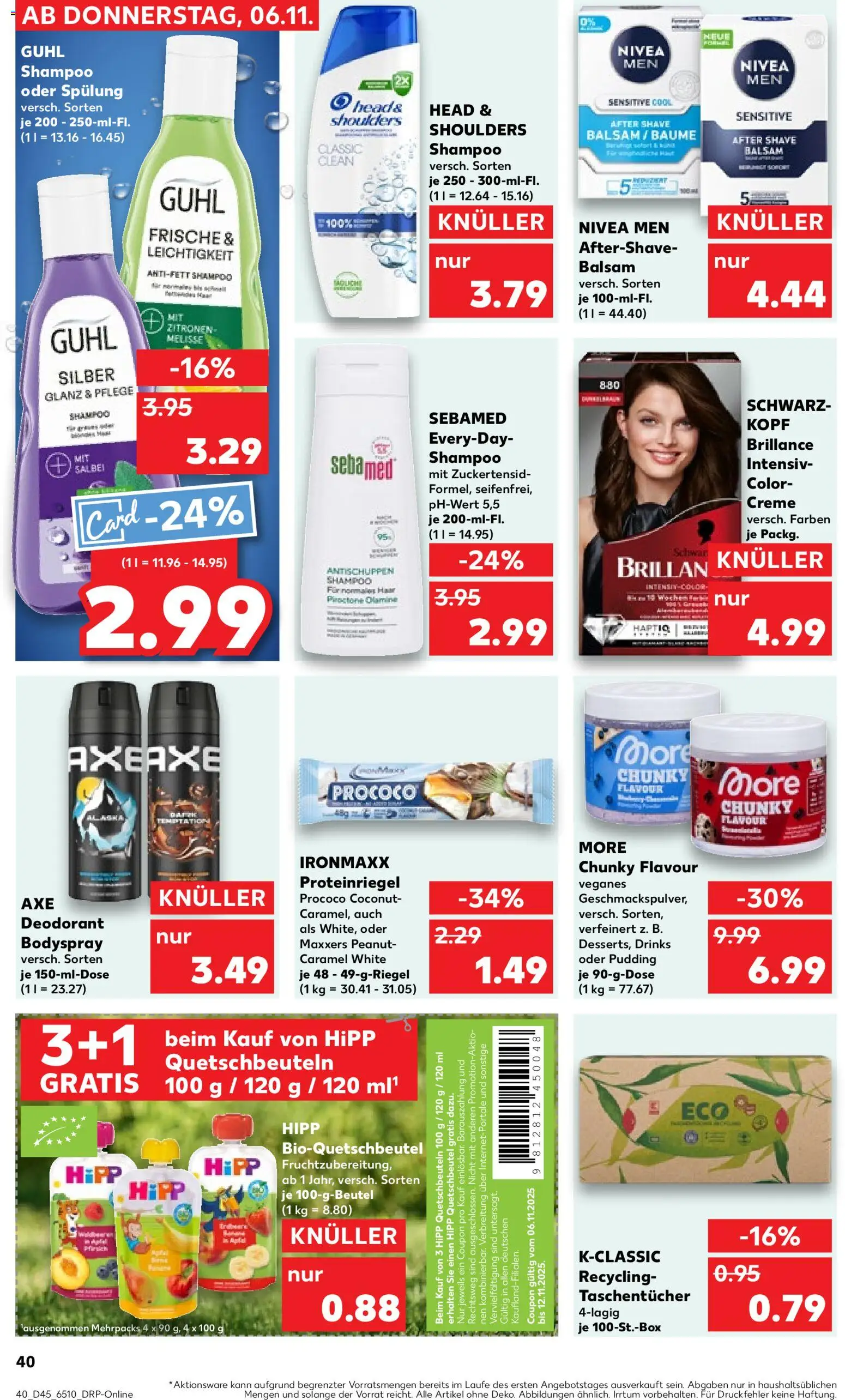 Kaufland prospekt Köln	 – gültig ab 06.11.2025 | Seite: 40 | Produkte: Head & shoulders, Shampoo, Deodorant, Axe