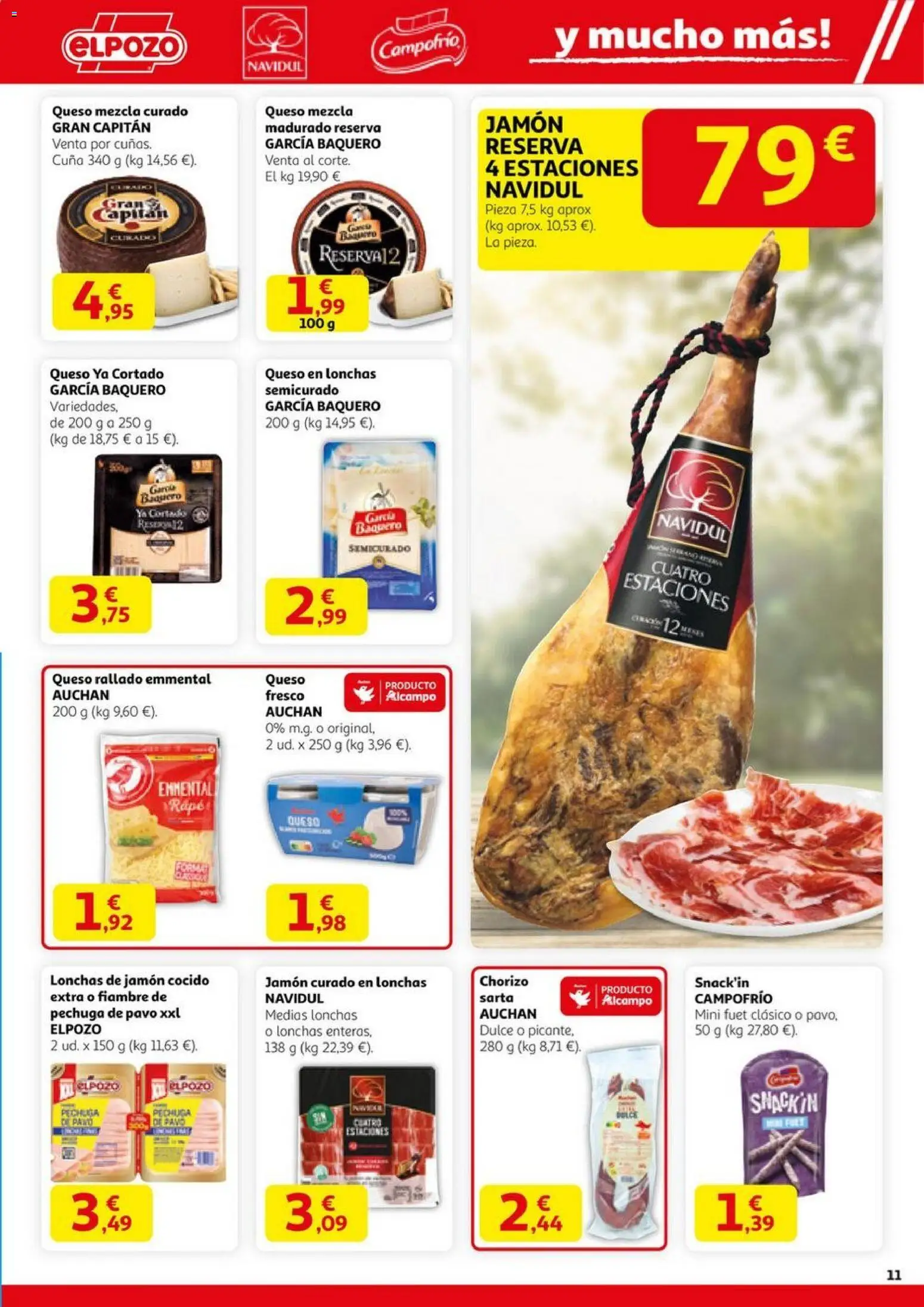 Alcampo - SST Nacional  │ válido desde el 23.10.2025 | Página: 11 | Productos: Medias, Queso, Jamón cocido, Queso rallado