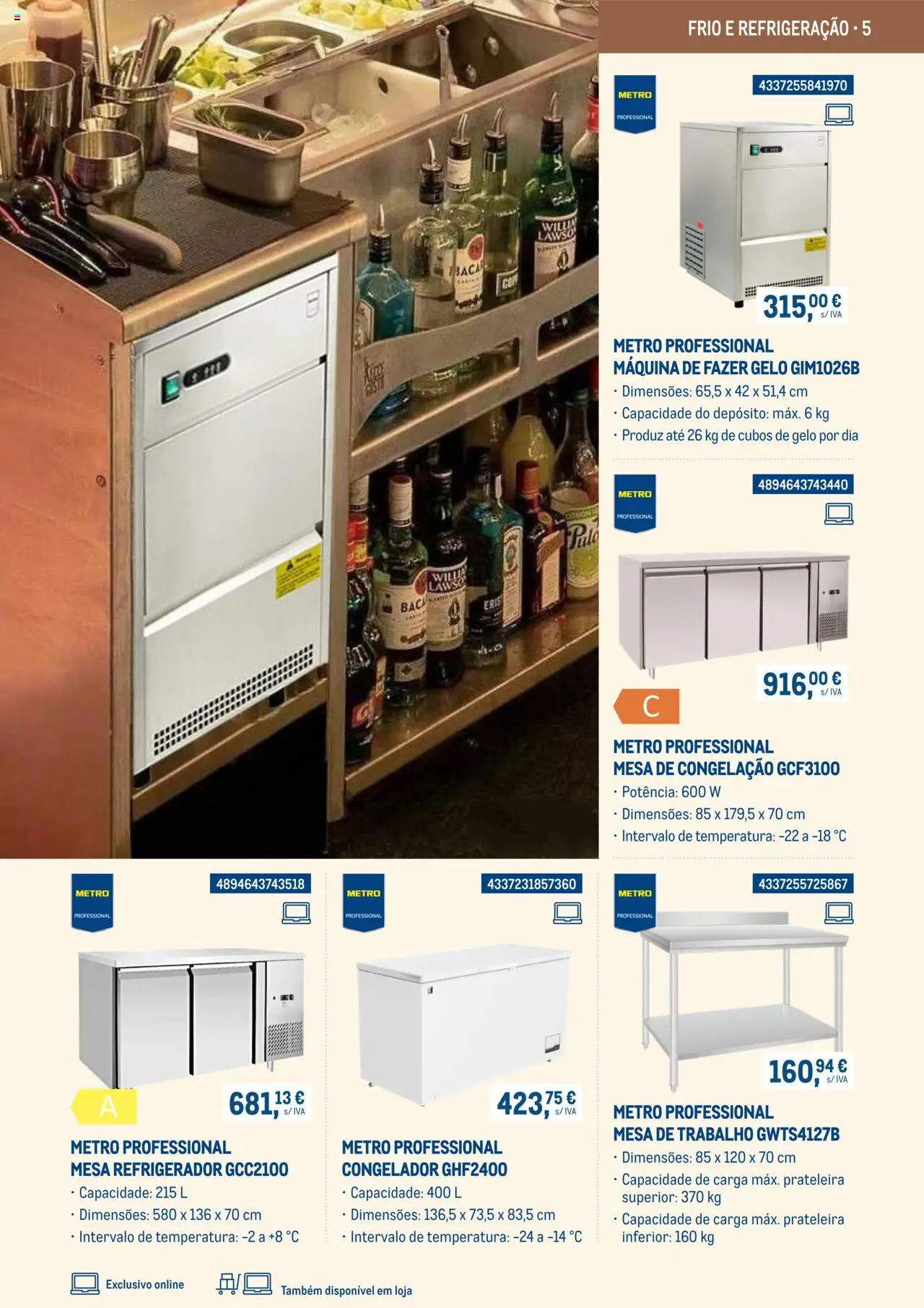 Makro -  Equipamento de cozinha e serviço de mesa - Catálogo 2025 │ válido de 03.03.2025 | Página: 5 | Produtos: Congelador, Prateleira, Mesa, Mesa de trabalho