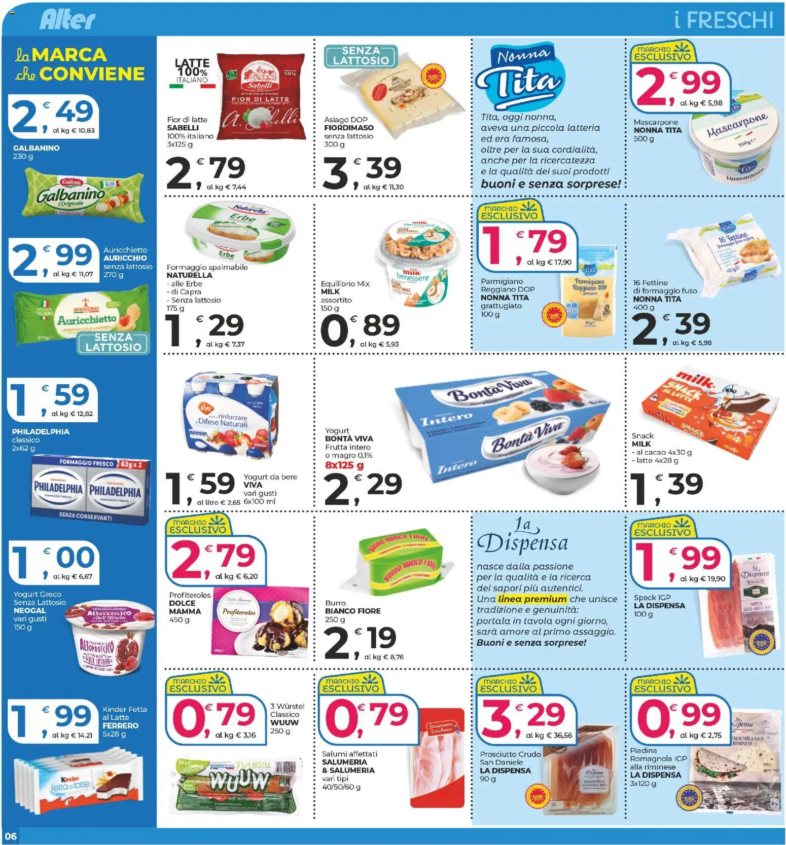 Volantino Alter Discount del 14.11.2025 | Pagina: 6 | Prodotti: Prosciutto Crudo, Yogurt, Frutta, Parmigiano