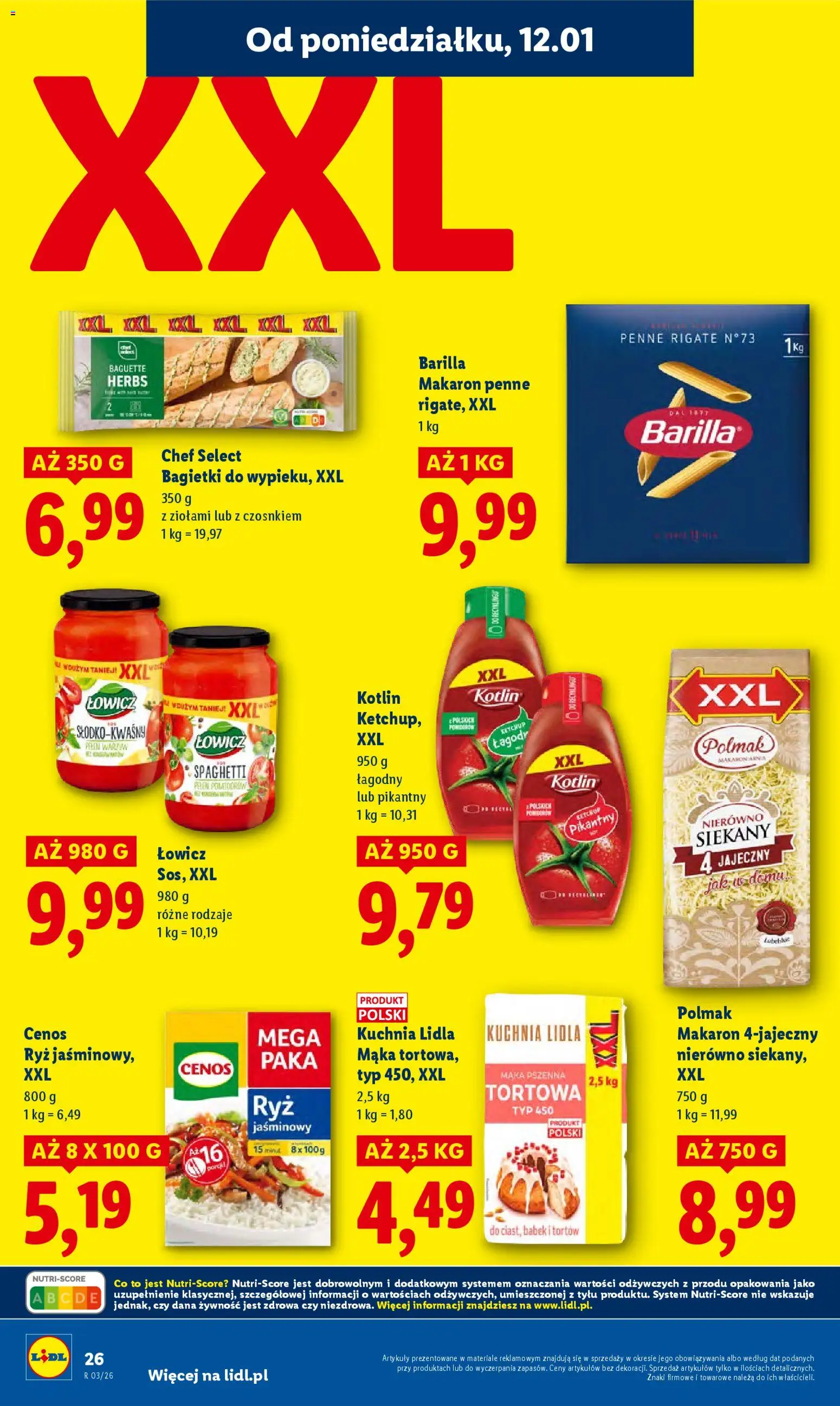 Lidl Gazetka od 12.01.2026 | Strona: 26 | Produkty: Makaron penne, Ketchup, Penne, Ryż