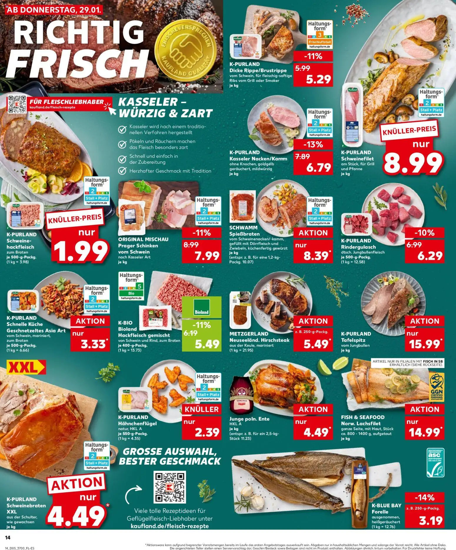 Kaufland prospekt Rostock	 – gültig ab 29.01.2026 | Seite: 14 | Produkte: Tafelspitz, Schweinefilet, Fleisch, Hackfleisch