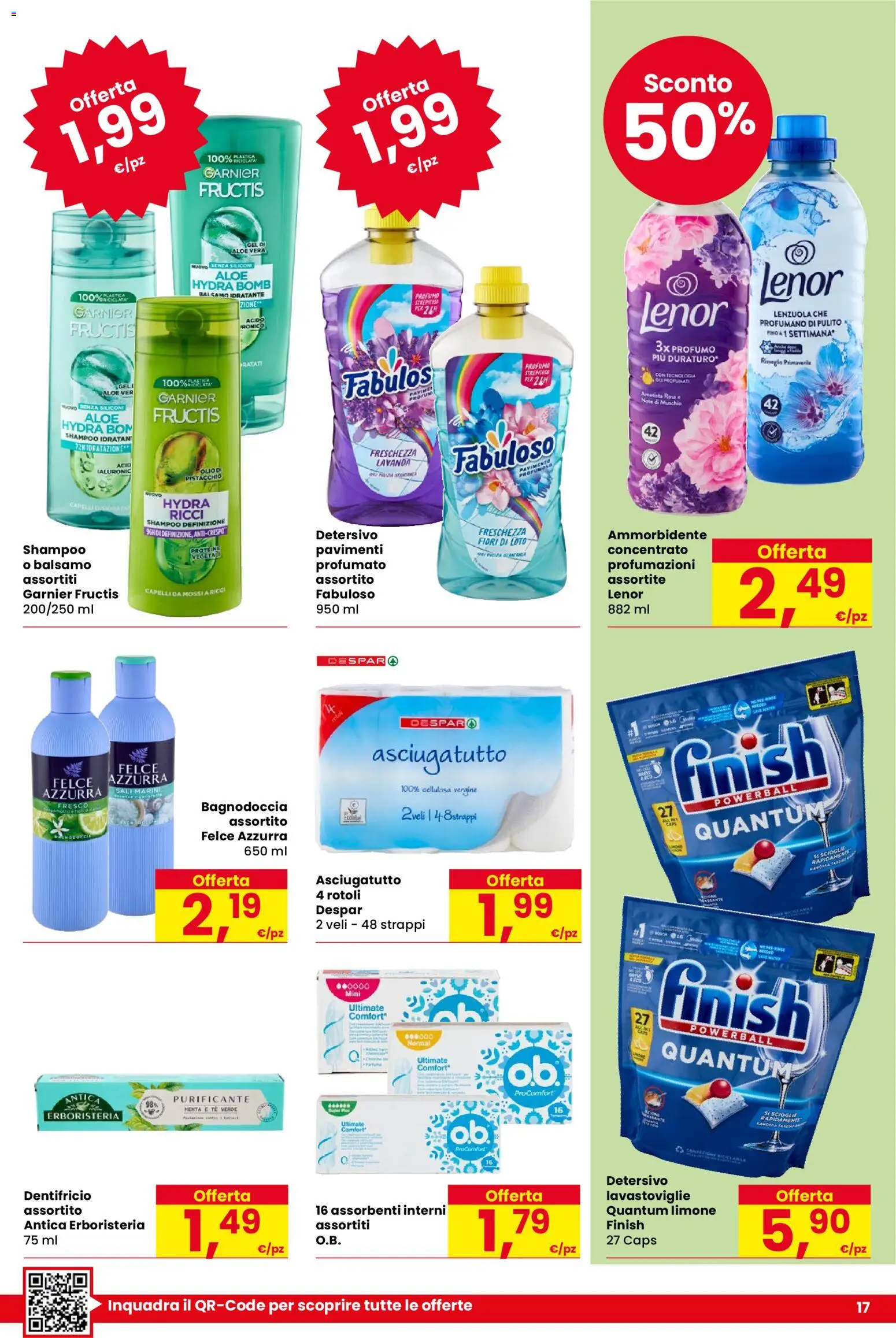 Volantino Despar del 26.03.2026 | Pagina: 17 | Prodotti: Shampoo, Menta, Lenzuola, Profumo