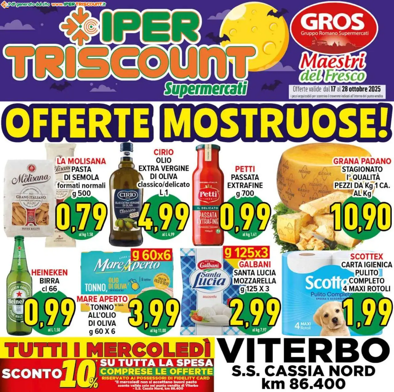 Volantino Ipertriscount del 17.10.2025 | Pagina: 1 | Prodotti: Birra, Olio, Heineken, Penne
