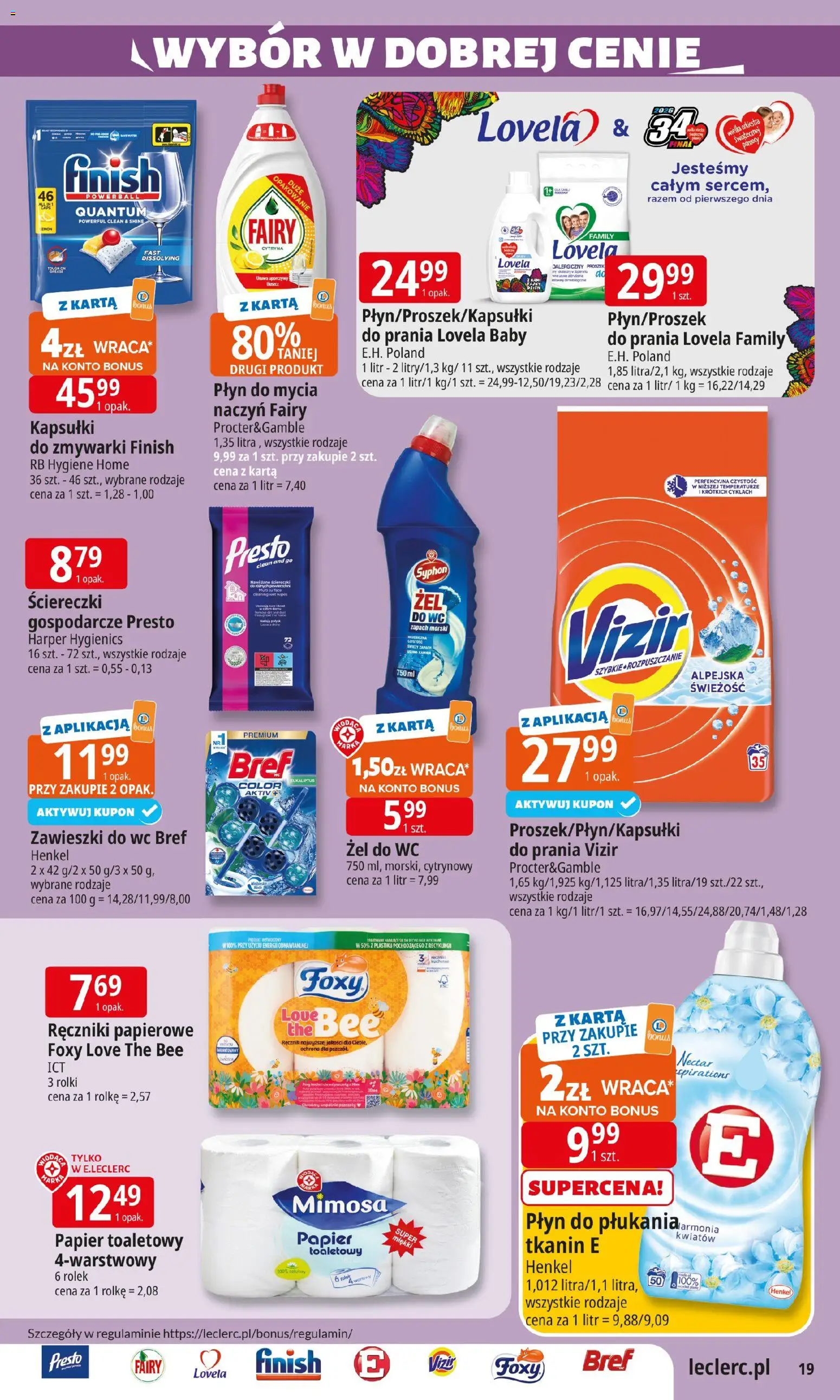 E.Leclerc Gazetka - Zielona Góra od 13.01.2026 | Strona: 19 | Produkty: Rolki, Ręczniki papierowe, Fairy, Lovela