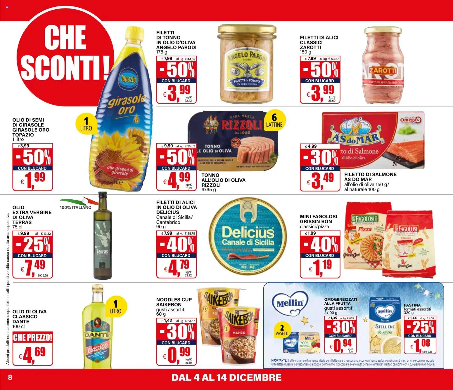 Volantino Il Gigante del 04.12.2025 | Pagina: 8 | Prodotti: Pizza, Salmone, Manzo, Latte