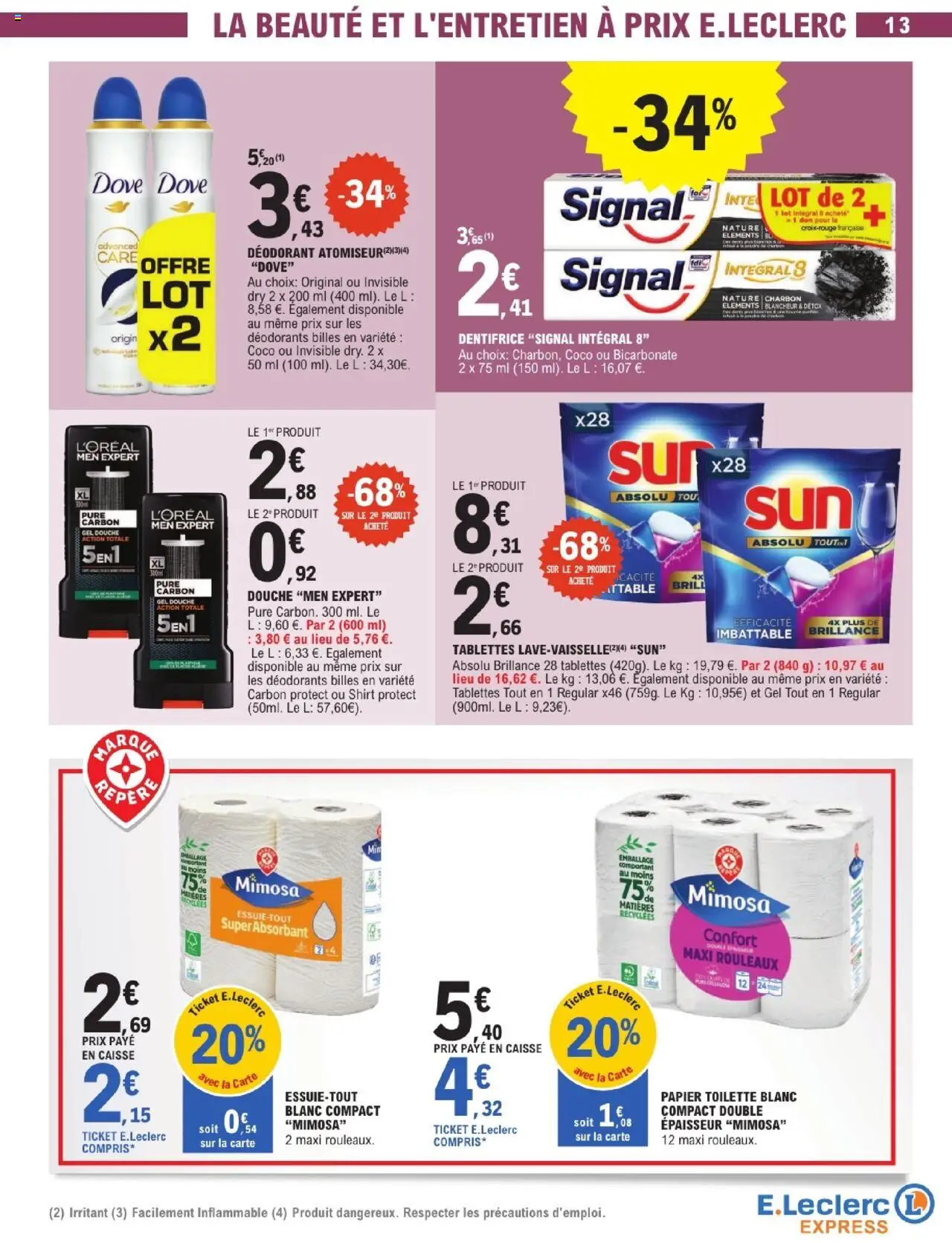  | Page: 13 | Produits: Essuie-tout, Gel douche, Déodorant, Dentifrice