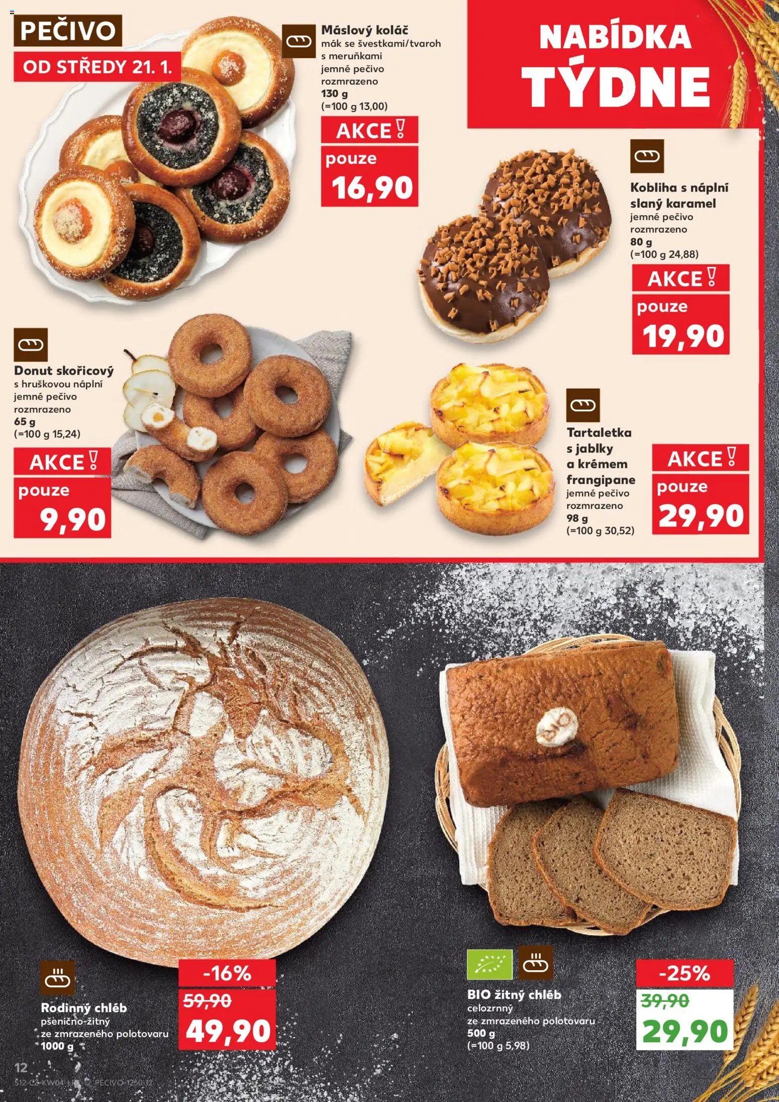 Kaufland leták - Praha 4 od 21.01.2026 | Strana: 12 | Produkty: Slaný karamel, Donut, Chléb, Pečivo