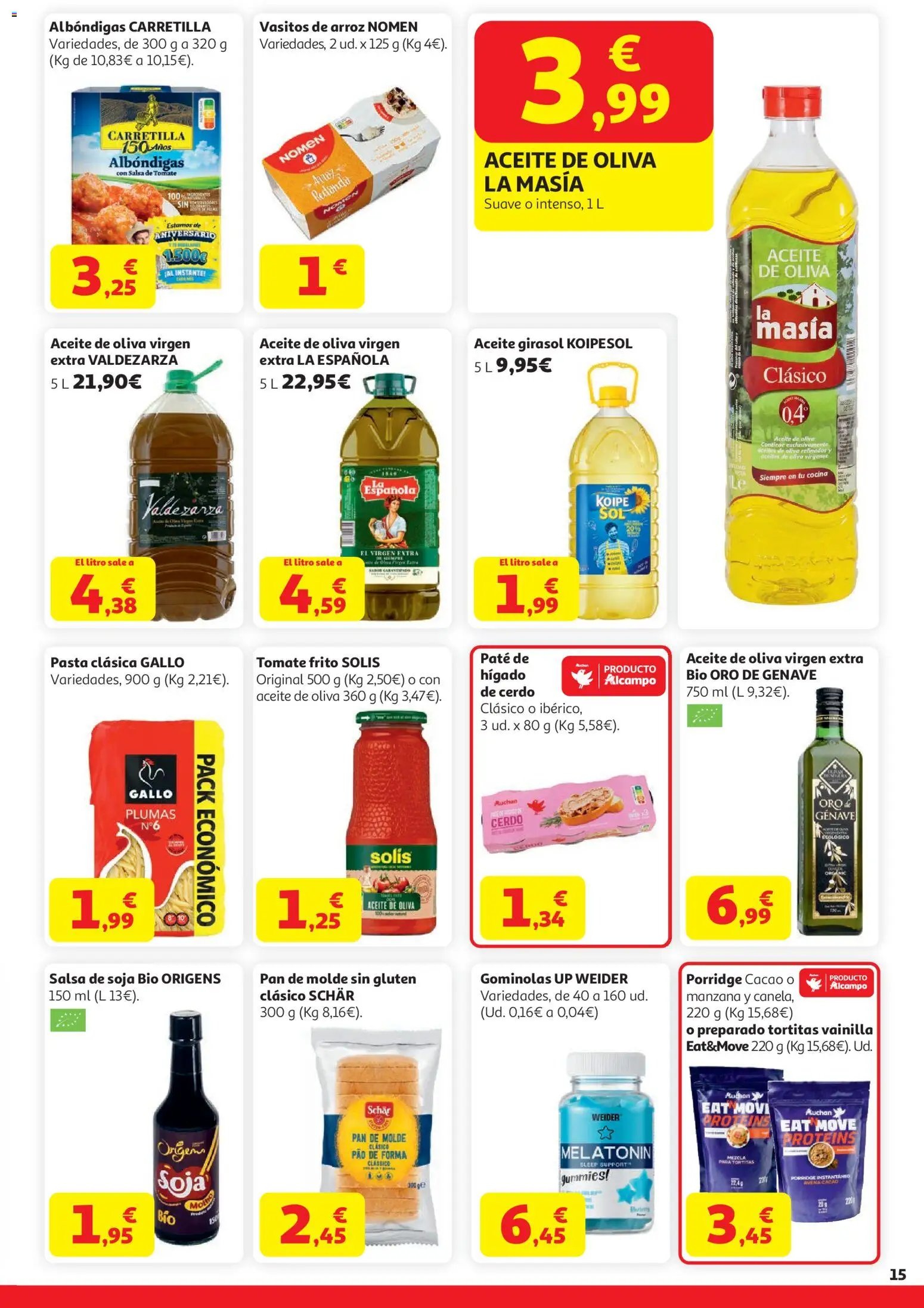 Alcampo HG Nacional Cat │ válido desde el 21.04.2026 | Página: 15 | Productos: Aceite, Paté, Salsa de tomate, Pan de molde