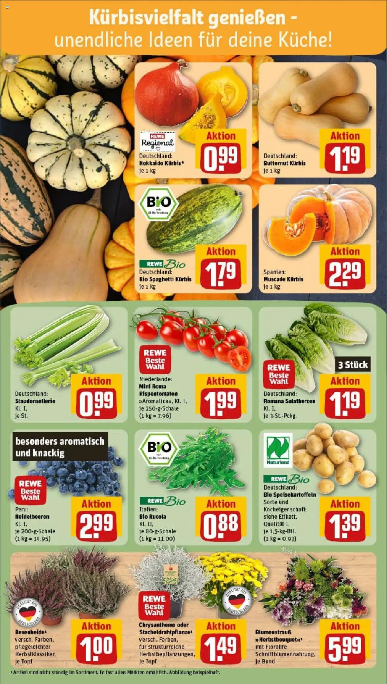 Rewe prospekt Flensburg	 – gültig ab 06.10.2025 | Seite: 5 | Produkte: Rucola, Küche, Heidelbeeren, Kürbis