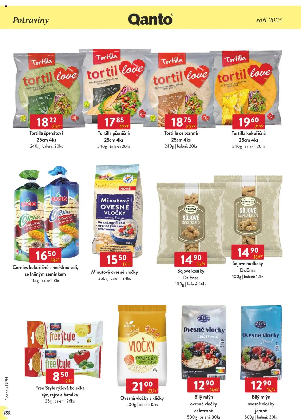 Astur & Qanto leták - Velkoobchod 09/2025 od 01.09.2025 | Strana: 150 | Produkty: Vločky, Celozrnná tortilla, Tortilla, Kostky