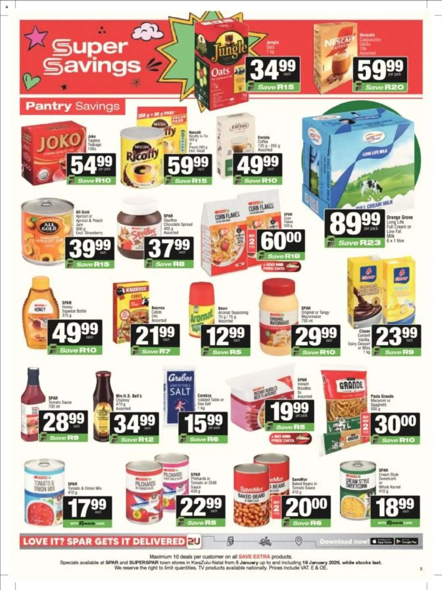 New Superspar catalogue – valid from 05.01.2026 | Page: 3 | Products: Baked beans, Oats, Aromat, Mayonnaise