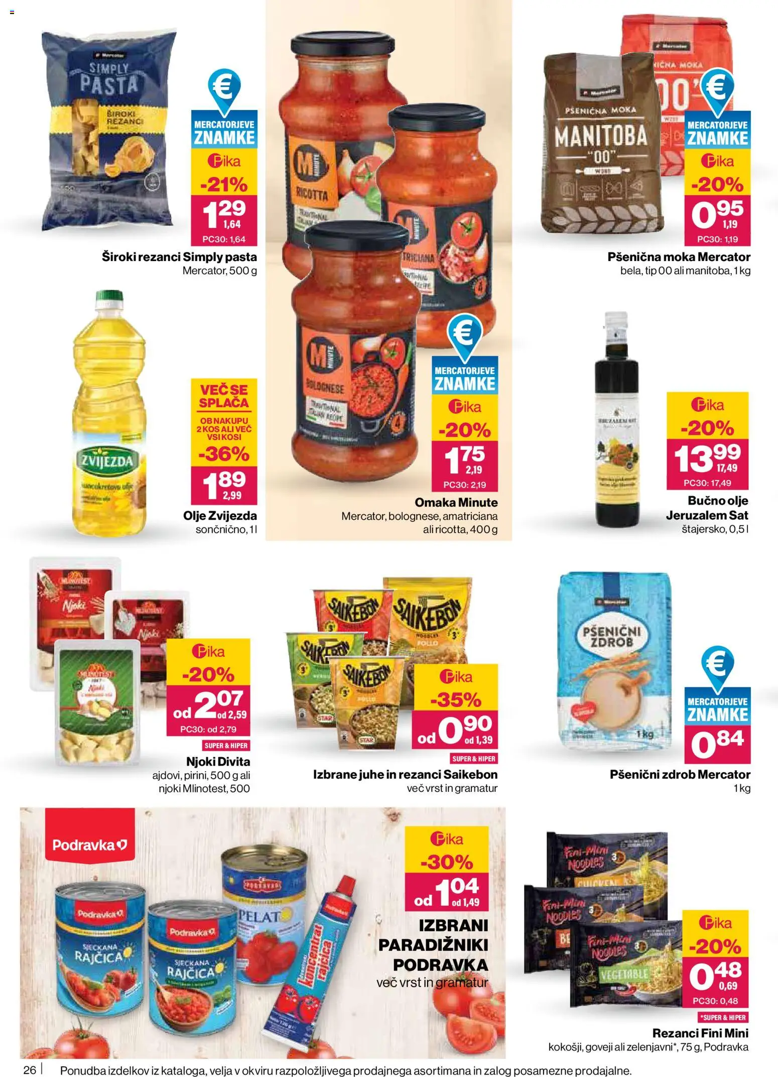Novi Mercator katalog ponudbe – veljaven od 09.04.2026 | Stran: 26 | Izdelki: Moka, Zdrob, Njoki, Top doble cara