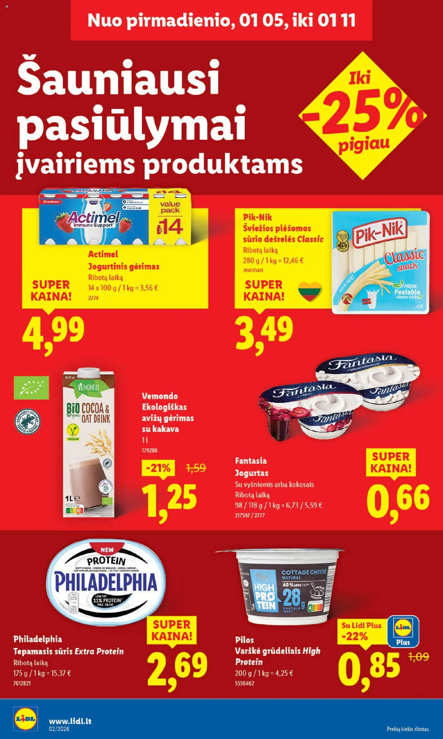 LIDL akcijos nuo 05.01.2026 | Puslapis: 10 | Prekių: Dešrelės, Jogurtas, Sūris, Varškė