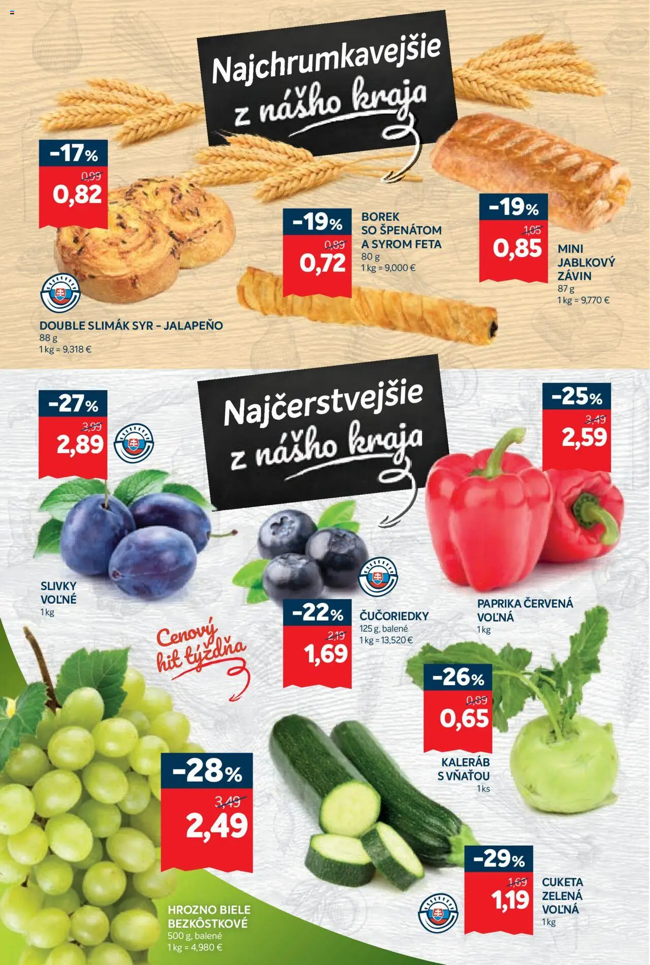 Kraj leták │ platný od 31.07.2025 | Strana: 2 | Produkty: Závin, Čučoriedky, Cuketa, Slivky