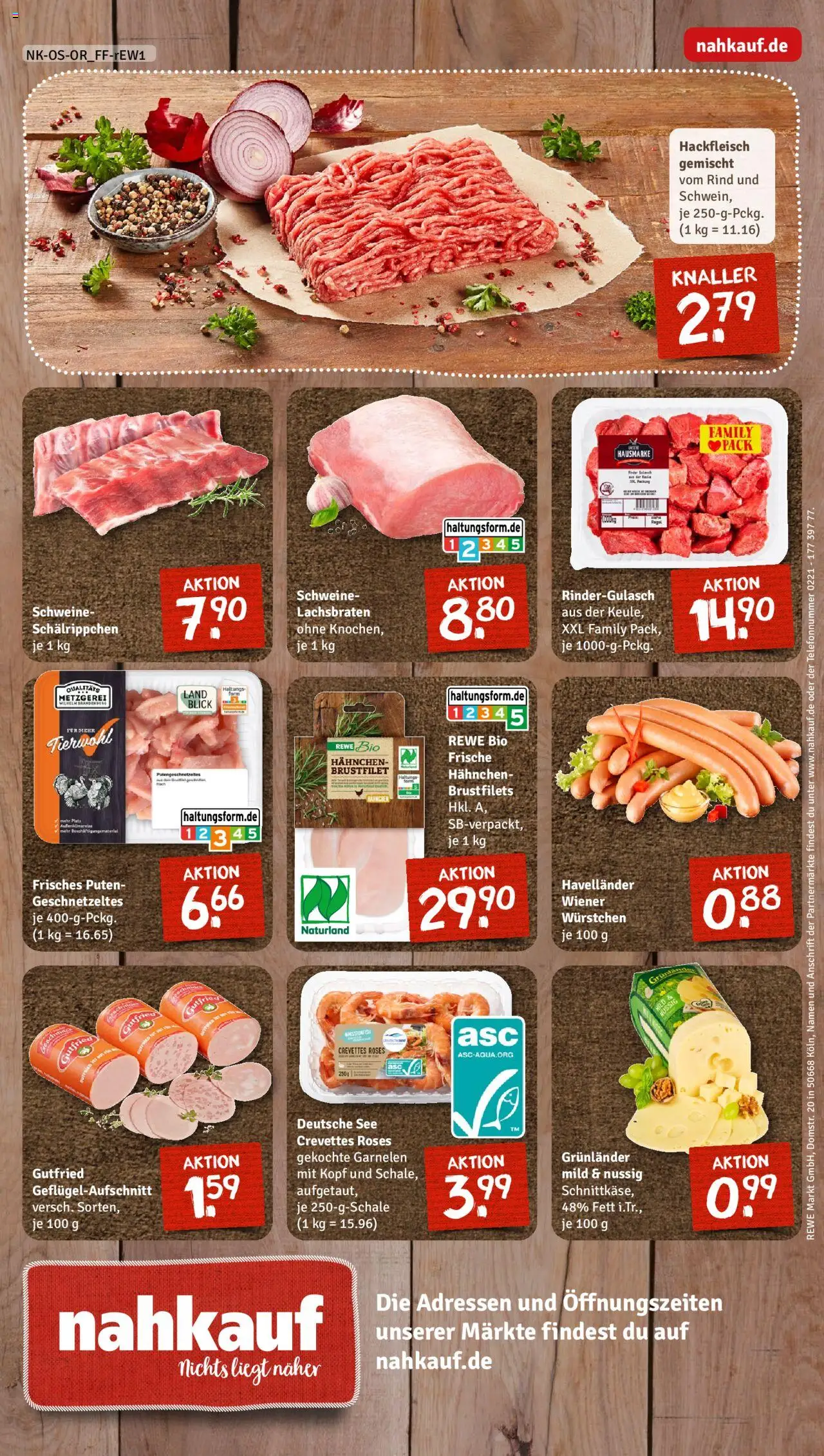 Nahkauf Prospekt – gültig ab 13.10.2025 | Seite: 12 | Produkte: Rindergulasch, Garnelen, Grunlander, Hackfleisch