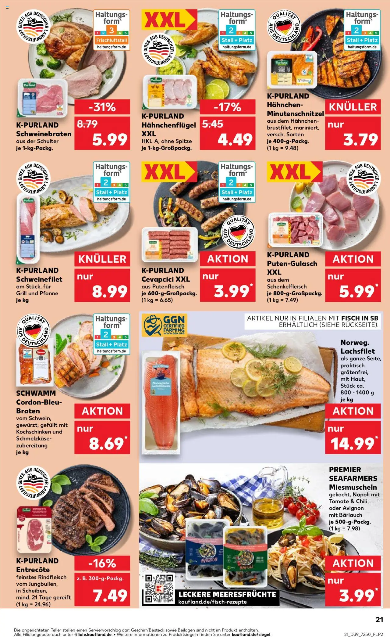 Kaufland prospekt Hannover	 – gültig ab 25.09.2025 | Seite: 21 | Produkte: Cevapcici, Fisch, Meeresfrüchte, Rindfleisch