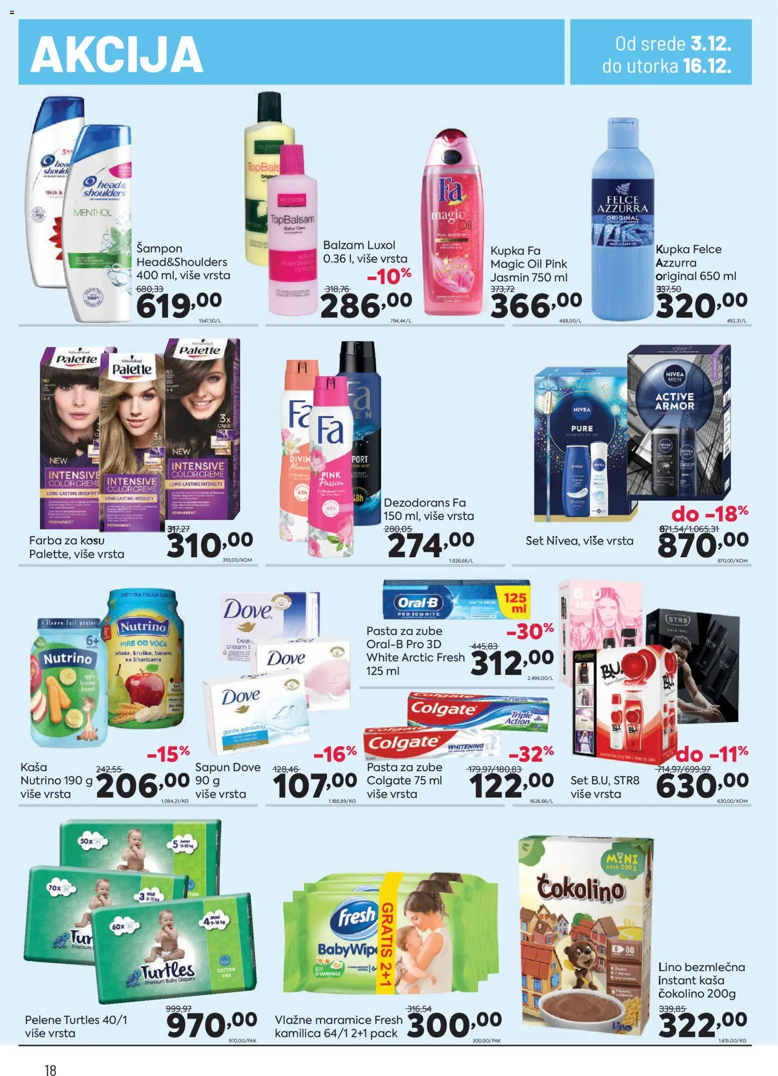 PerSu katalog - važi od 03.12.2025 | Strana: 18 | Proizvode: Šampon, Dove, Dezodorans, Pelene