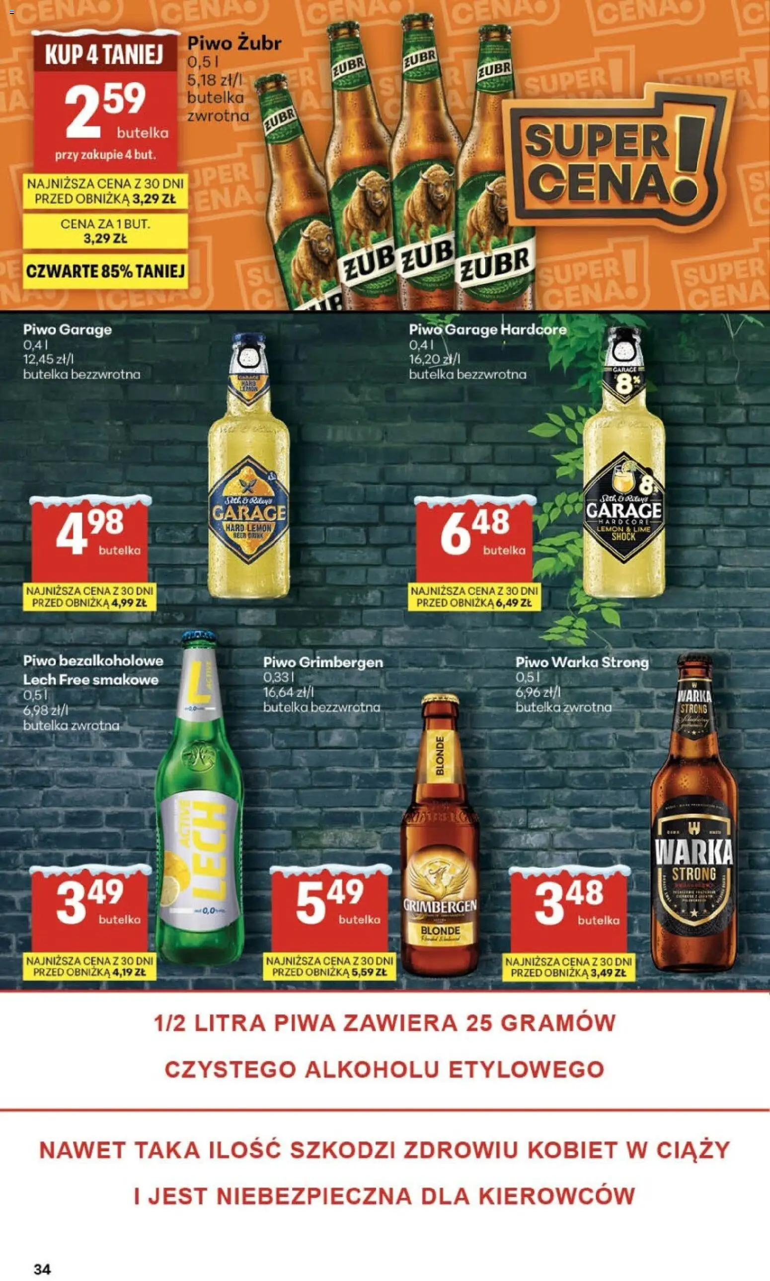 Delikatesy Centrum Gazetka - Sklepy Własne od 08.01.2026 | Strona: 34 | Produkty: Piwo żubr, Warka, Piwo Warka, Piwo