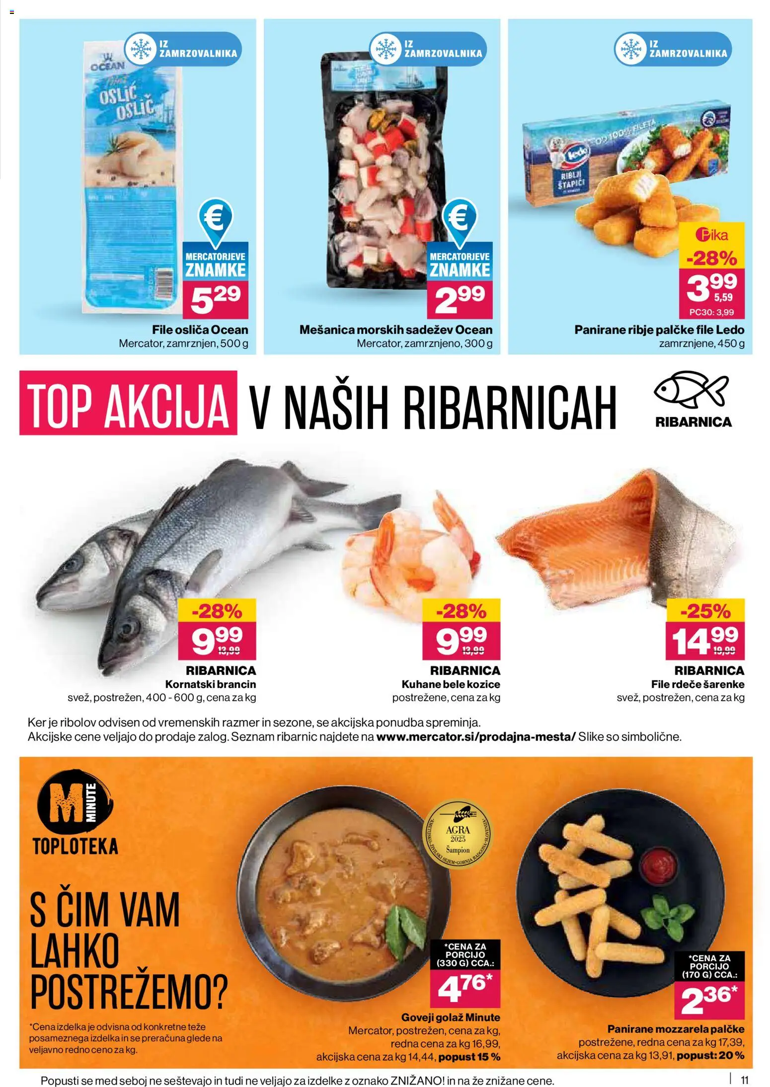 Novi Mercator katalog ponudbe – veljaven od 05.02.2026 | Stran: 11 | Izdelki: Oslič, Kozice