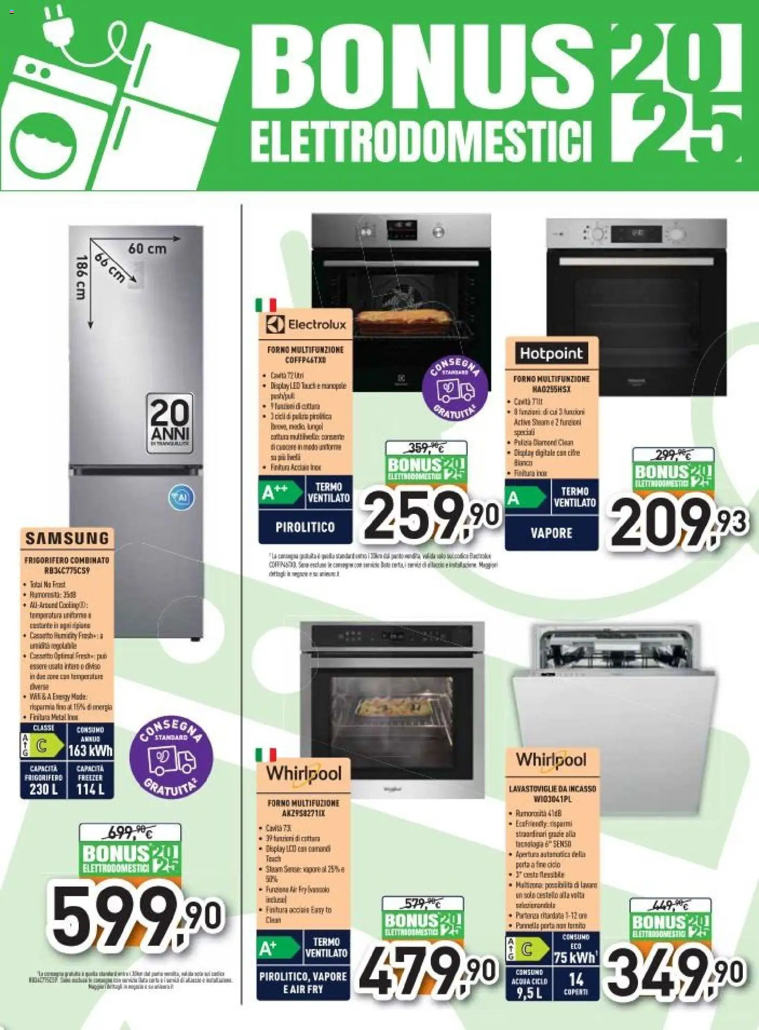 Volantino Unieuro del 26.11.2025 | Pagina: 4 | Prodotti: Lavastoviglie, Frigorifero, Frigorifero combinato, Samsung