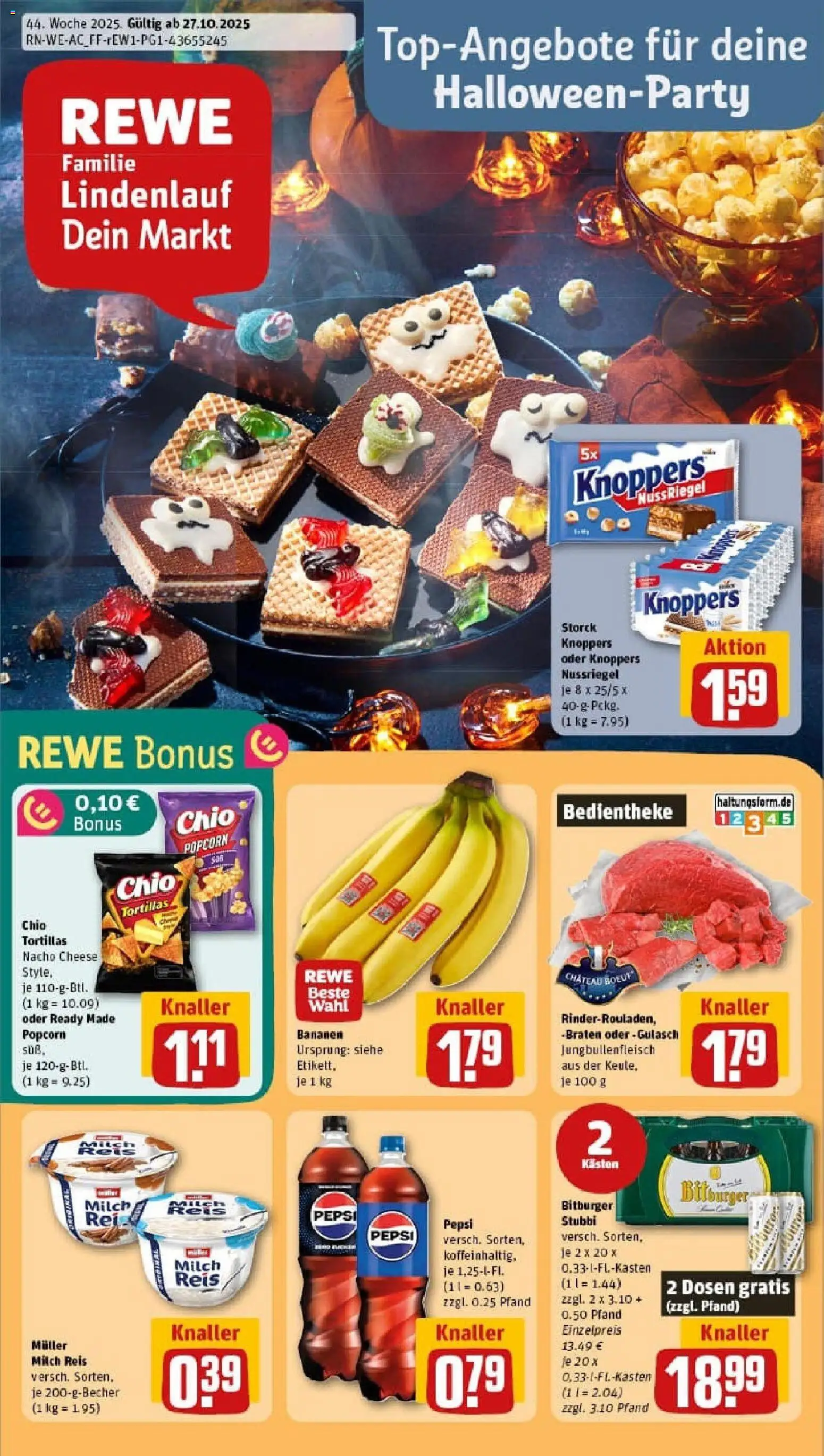 Rewe prospekt Hückelhoven / Ratheim	 – gültig ab 26.10.2025 | Seite: 1 | Produkte: Pudding, Gulasch, Pepsi, Reis