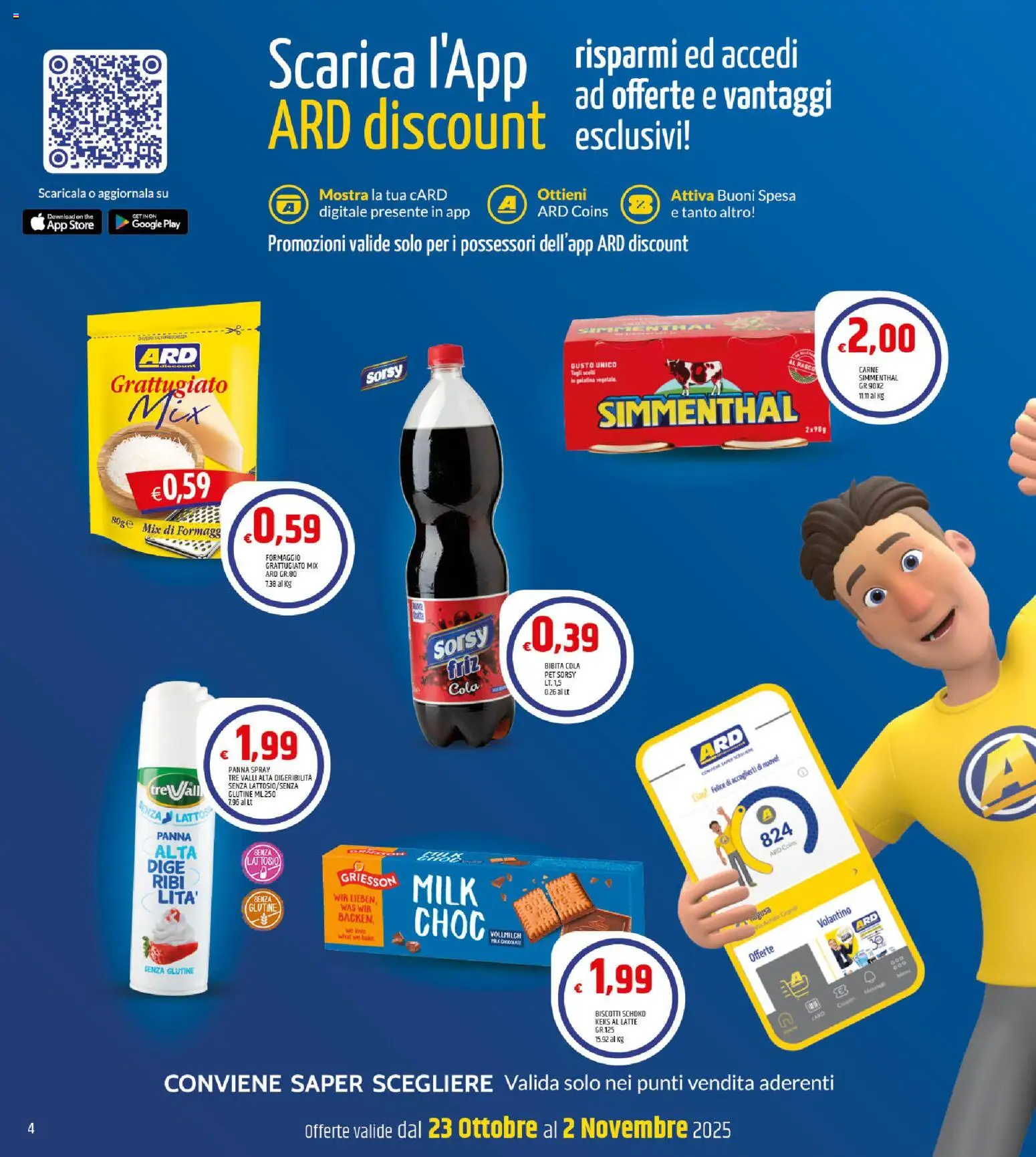 Volantino ARD Discount del 23.10.2025 | Pagina: 4 | Prodotti: Panna, Biscotti, Latte, The