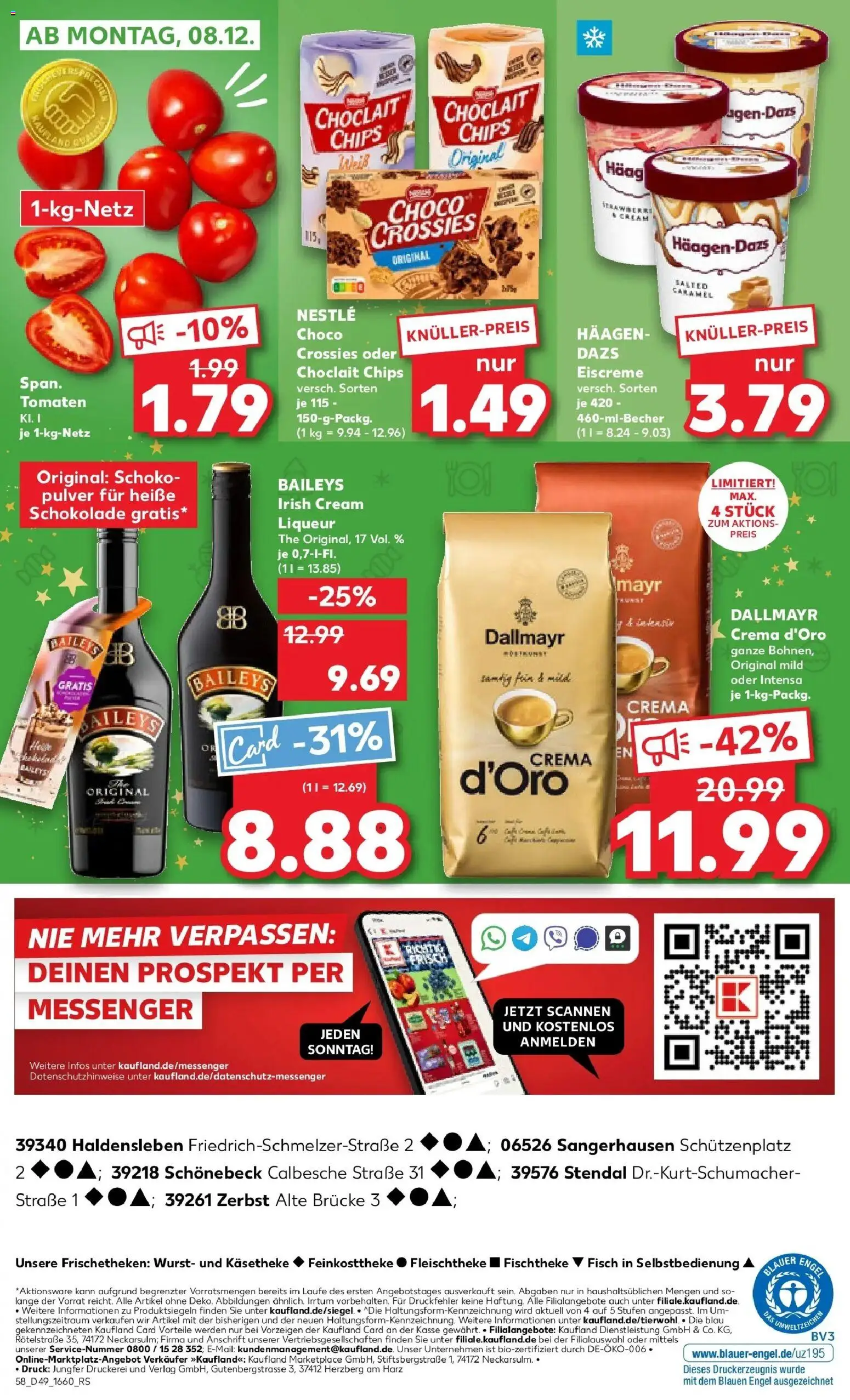 Kaufland prospekt Schönebeck (Elbe)	 – gültig ab 04.12.2025 | Seite: 58 | Produkte: Tomaten, Dallmayr, Wurst, Baileys