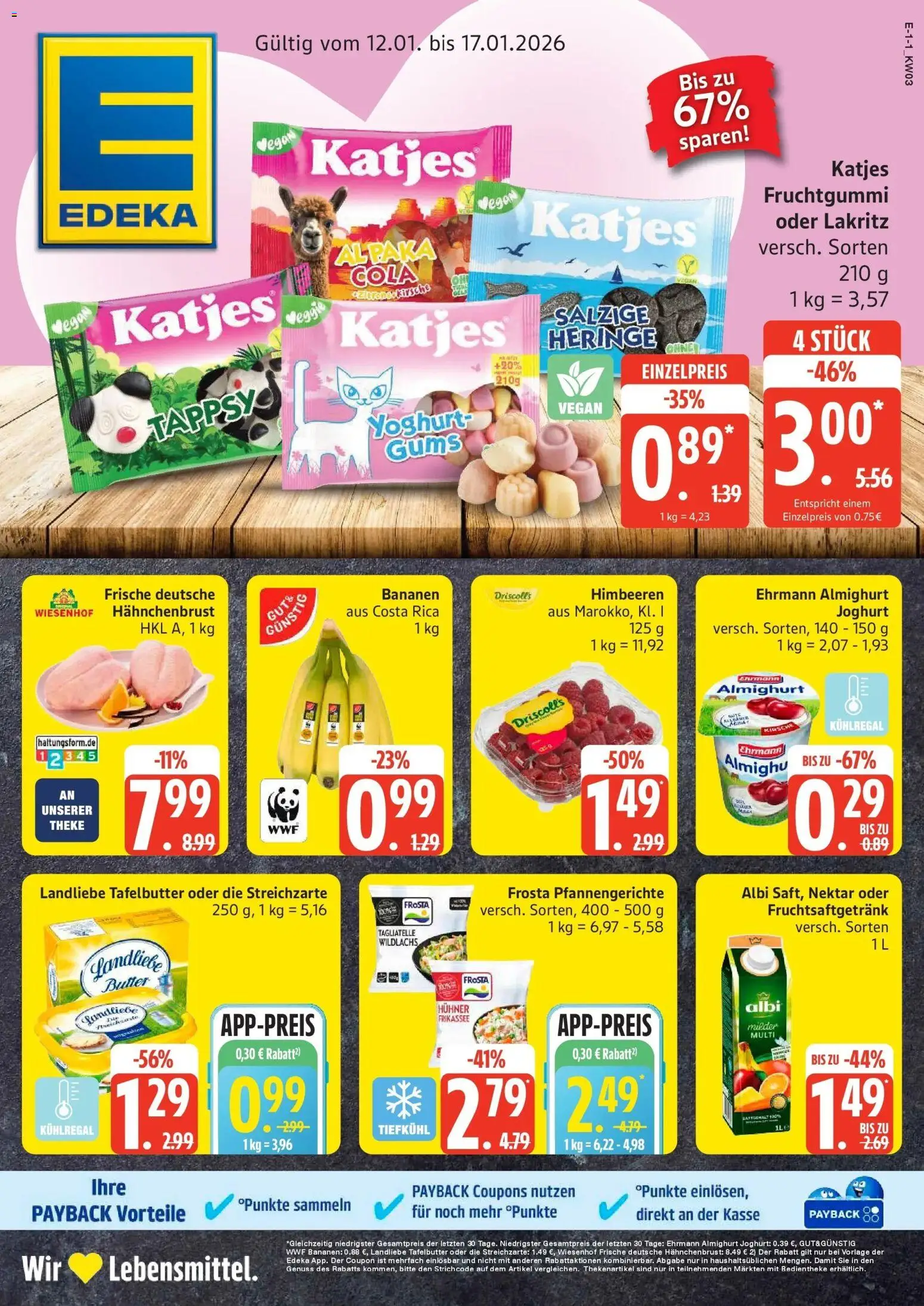 Edeka prospekt Bad Schwartau	 – gültig ab 11.01.2026 | Seite: 1 | Produkte: Himbeeren, Ehrmann almighurt, Butter, Frosta