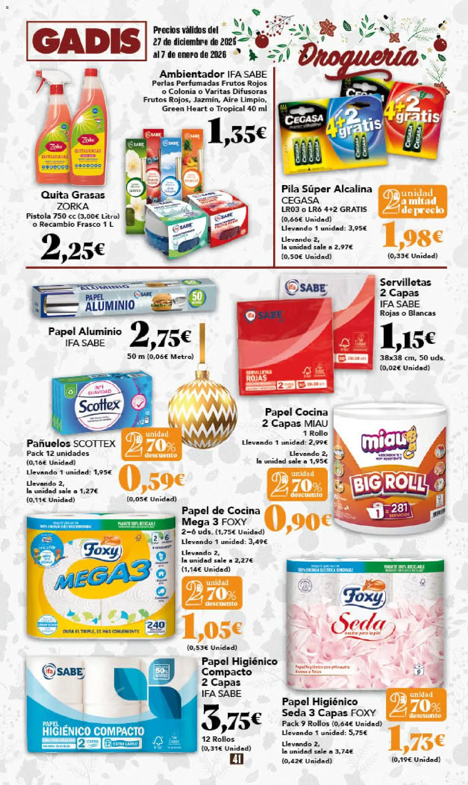 Gadis - folleto │ válido desde el 27.12.2025 | Página: 41 | Productos: Colonia, Papel higienico, Cocina