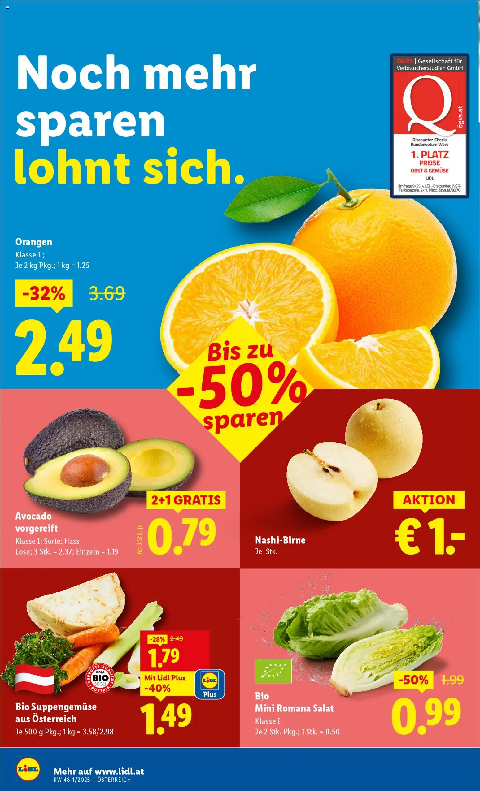 Lidl Flugblatt - Eisenstadt, Ebenfurth, Mattersburg gültig ab 20.11.2025 | Seite: 34 | Produkte: Salat, Gemüse, Obst, Orangen