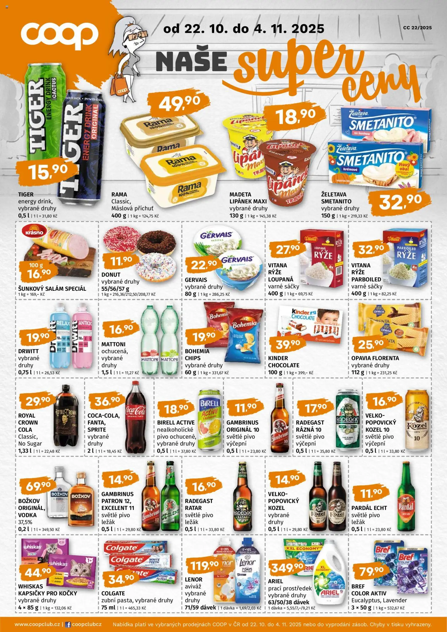 Coop leták - Super cena od 22.10.2025 | Strana: 1 | Produkty: Lenor, Pardál, Vodka, Sprite