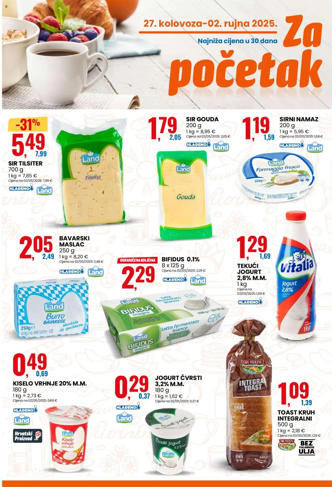 Eurospin katalog | vrijedi od 27.08.2025 | Stranica: 4 | Proizvodi: Maslac, Kruh, Toast, Gouda