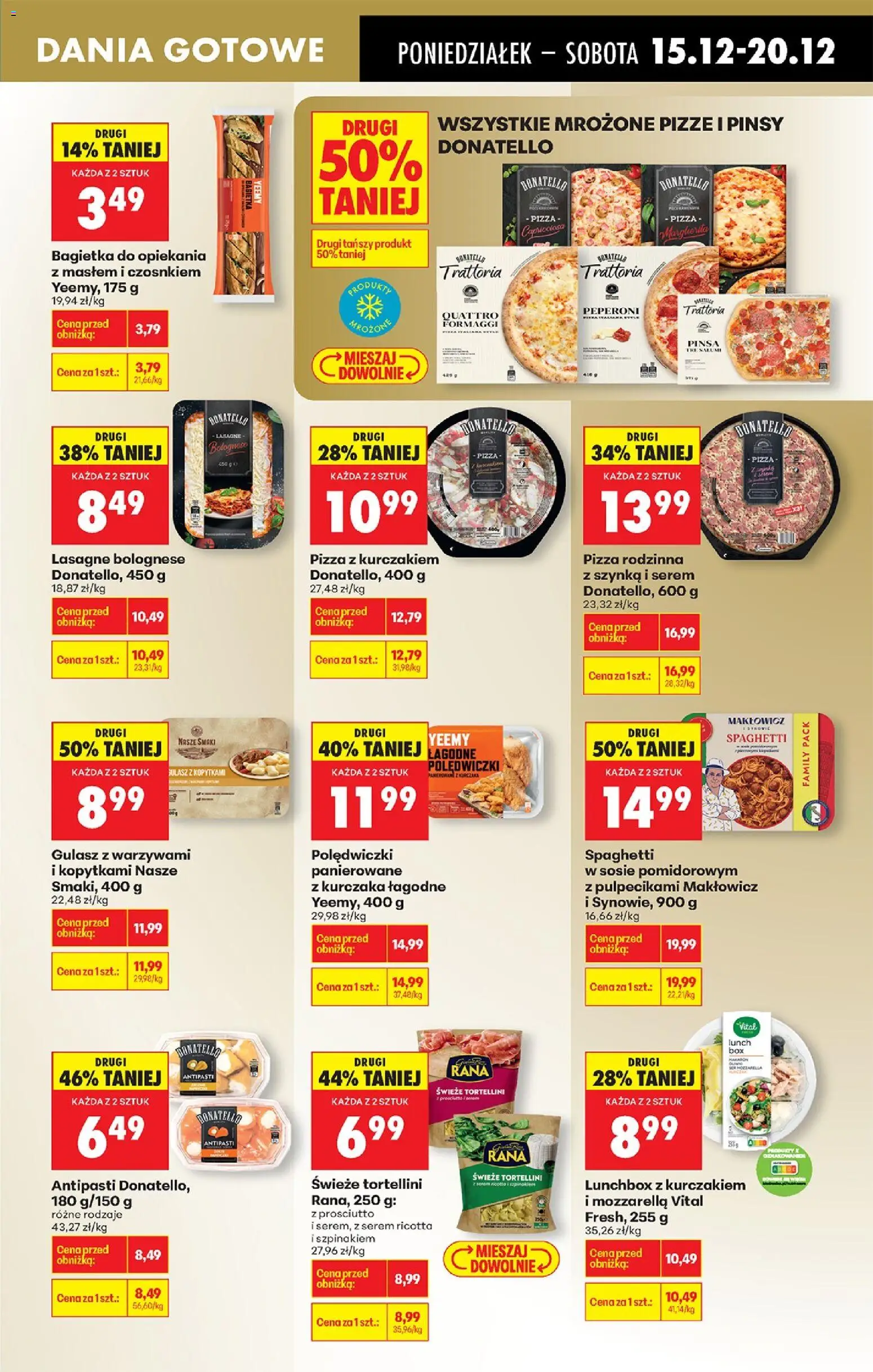 Biedronka gazetka od 15.12.2025 | Strona: 45 | Produkty: Tortellini, Lasagne bolognese, Pinsa, Dania gotowe
