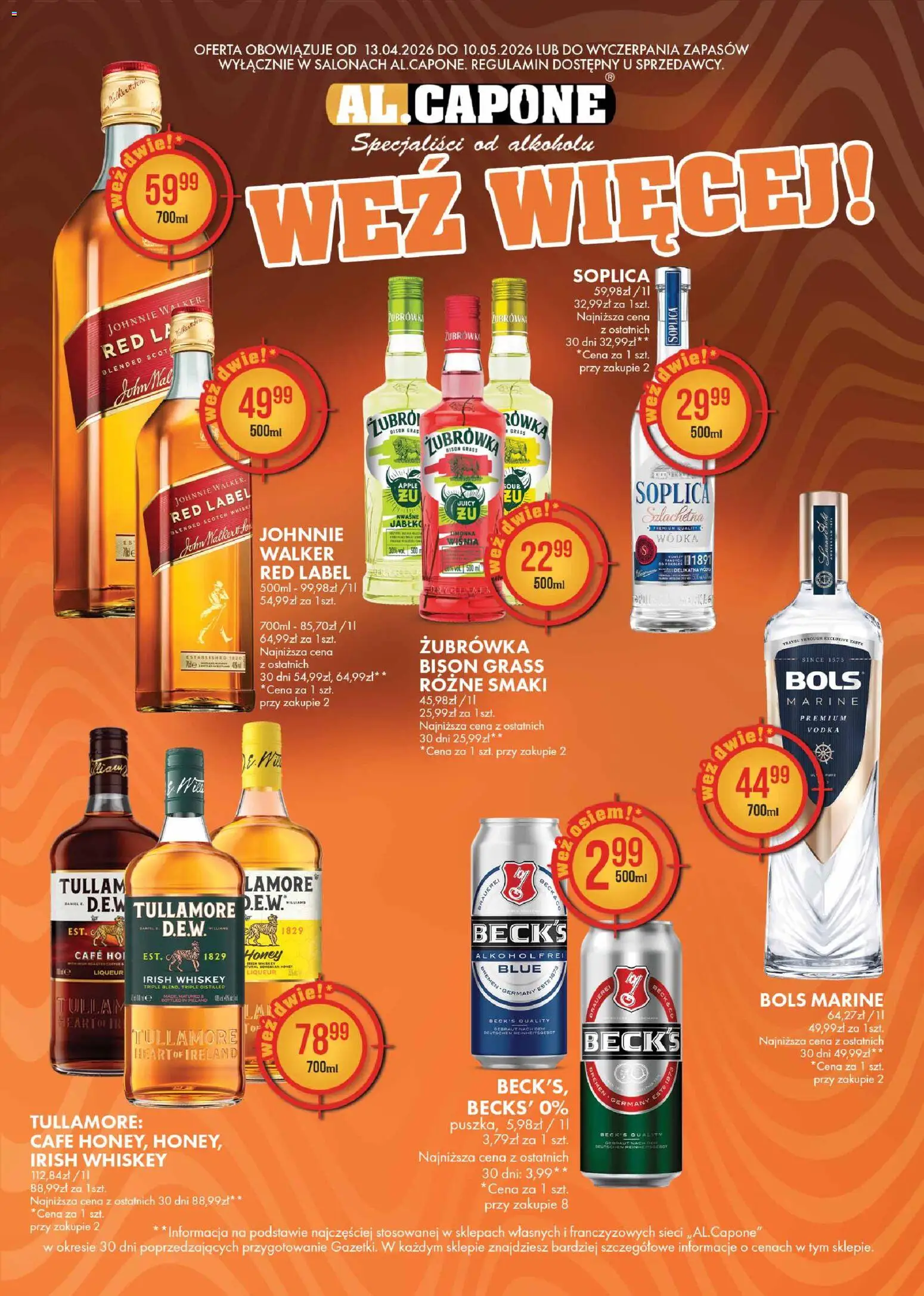 Al.Capone gazetka od 13.04.2026 | Strona: 2 | Produkty: Limonka, Vodka, Wódka, Whisky