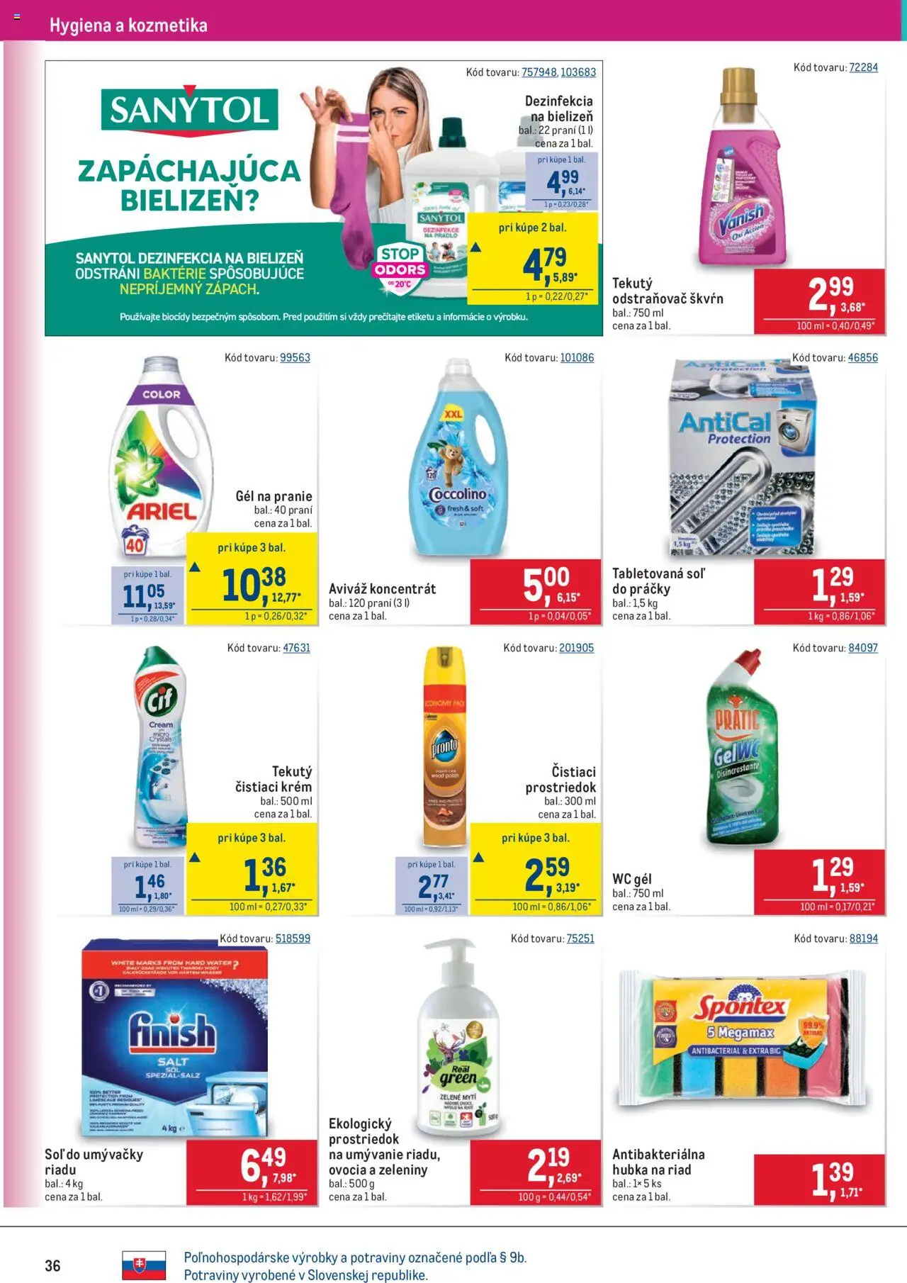 Nové Metro akcie – leták je platný od 08.10.2025 | Strana: 36 | Produkty: Práčky, Hubka, Krém