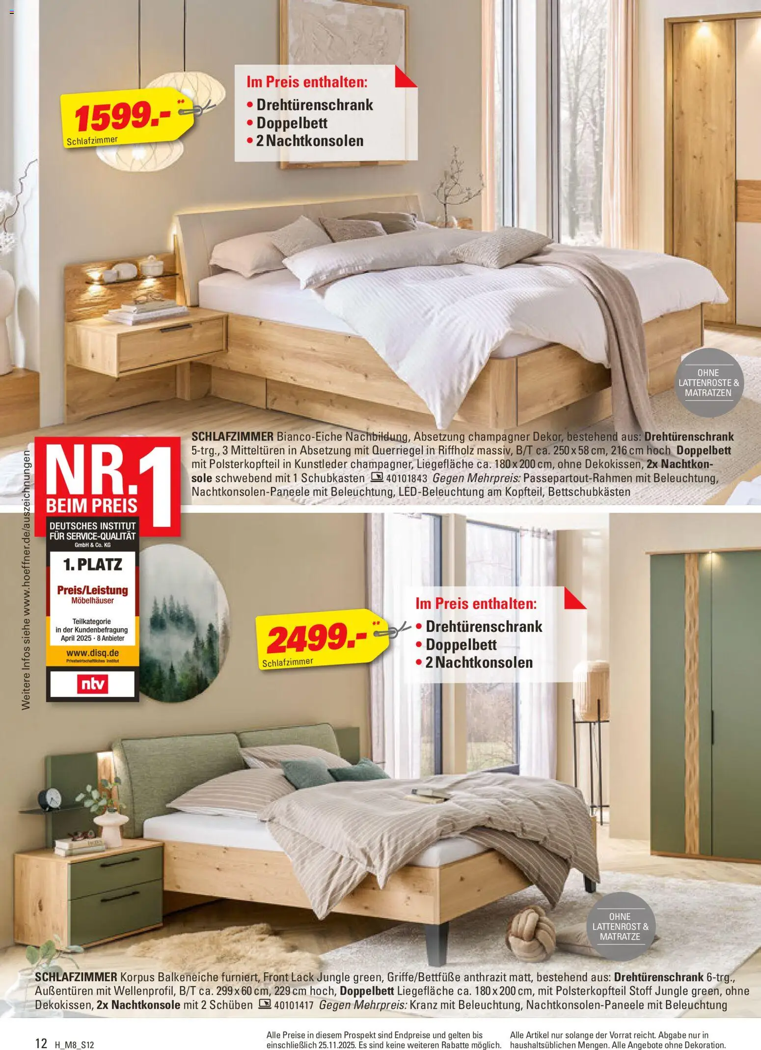 Höffner Prospekt 	 – gültig ab 12.11.2025 | Seite: 12 | Produkte: Matratze, Lattenrost, Drehtürenschrank, Doppelbett