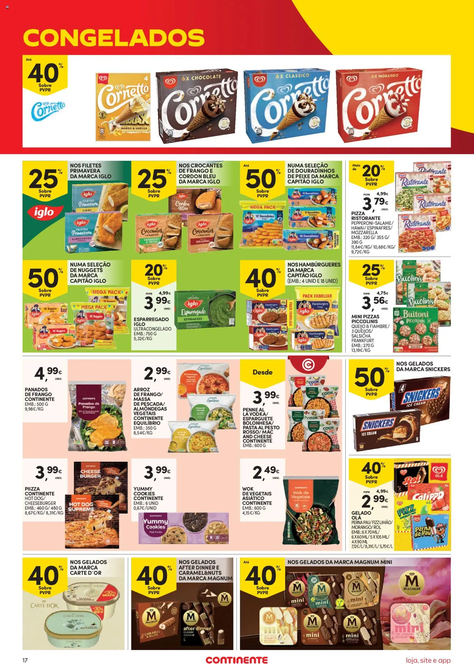 Continente Semanal Continente Bom Dia │ válido de 03.03.2026 | Página: 17 | Produtos: Espinafres, Capitão iglo, Arroz, Massa