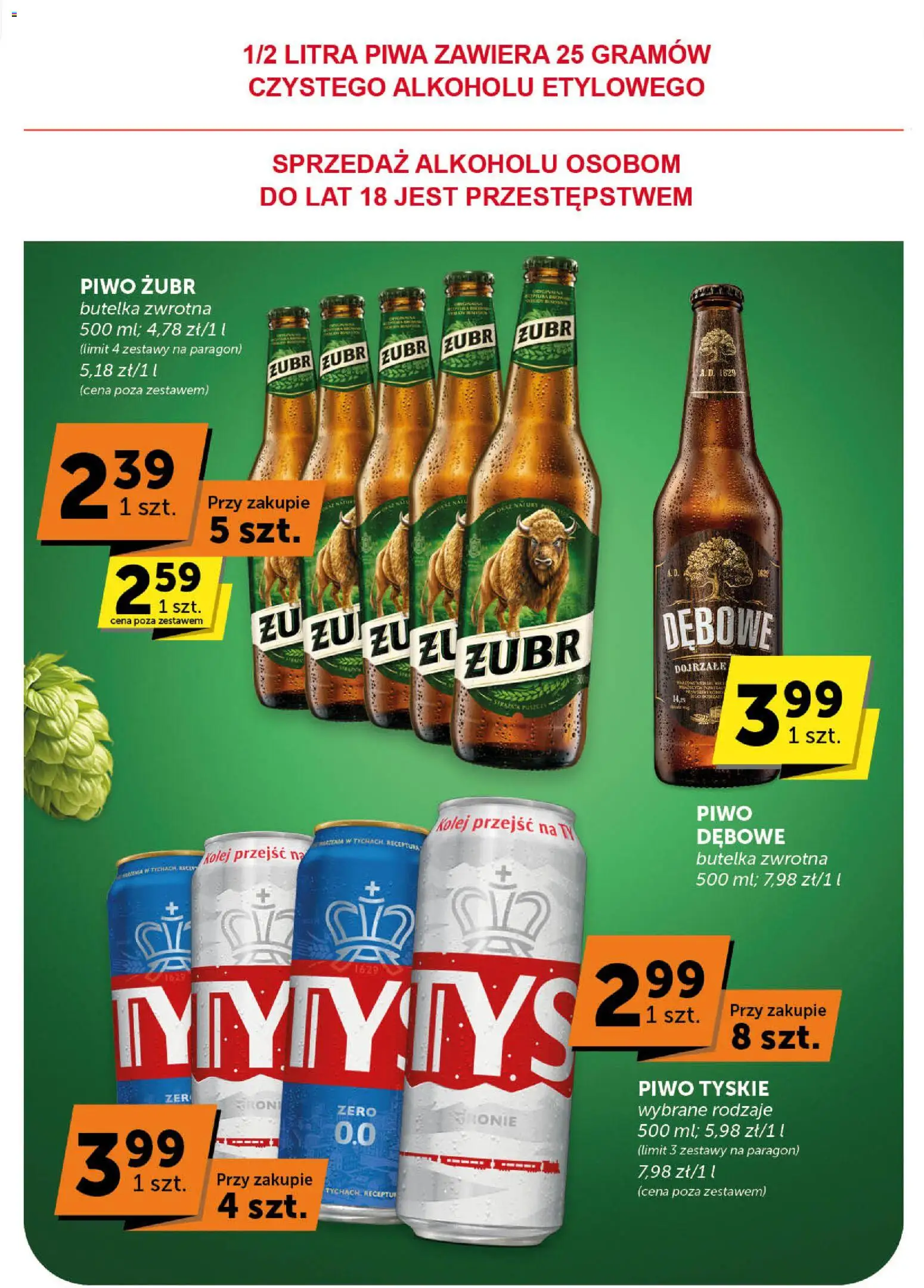 Groszek Gazetka od 13.11.2025 | Strona: 40 | Produkty: Piwo żubr, Tyskie, Piwo