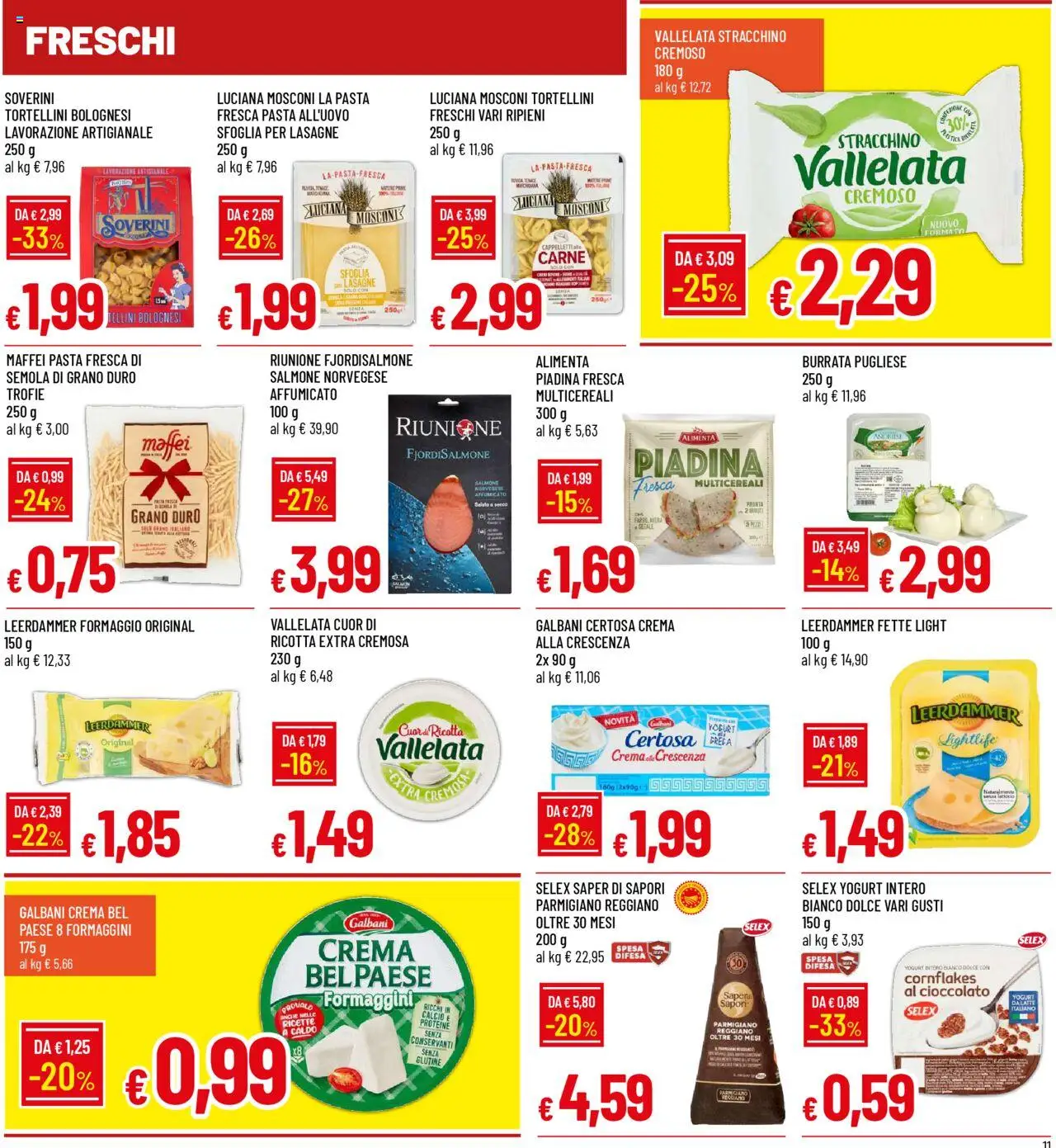 Volantino Famila del 18.08.2025 | Pagina: 11 | Prodotti: Yogurt, Parmigiano reggiano, Parmigiano, Burrata