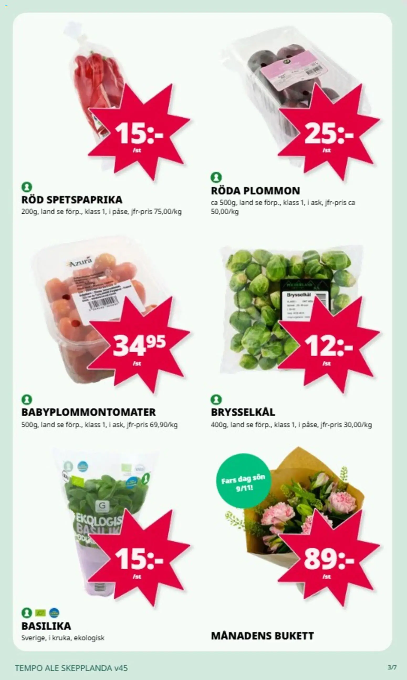 Tempo reklamblad aktuell från 03.11.2025 | Sida: 3 | Produkter: Plommon, Basilika