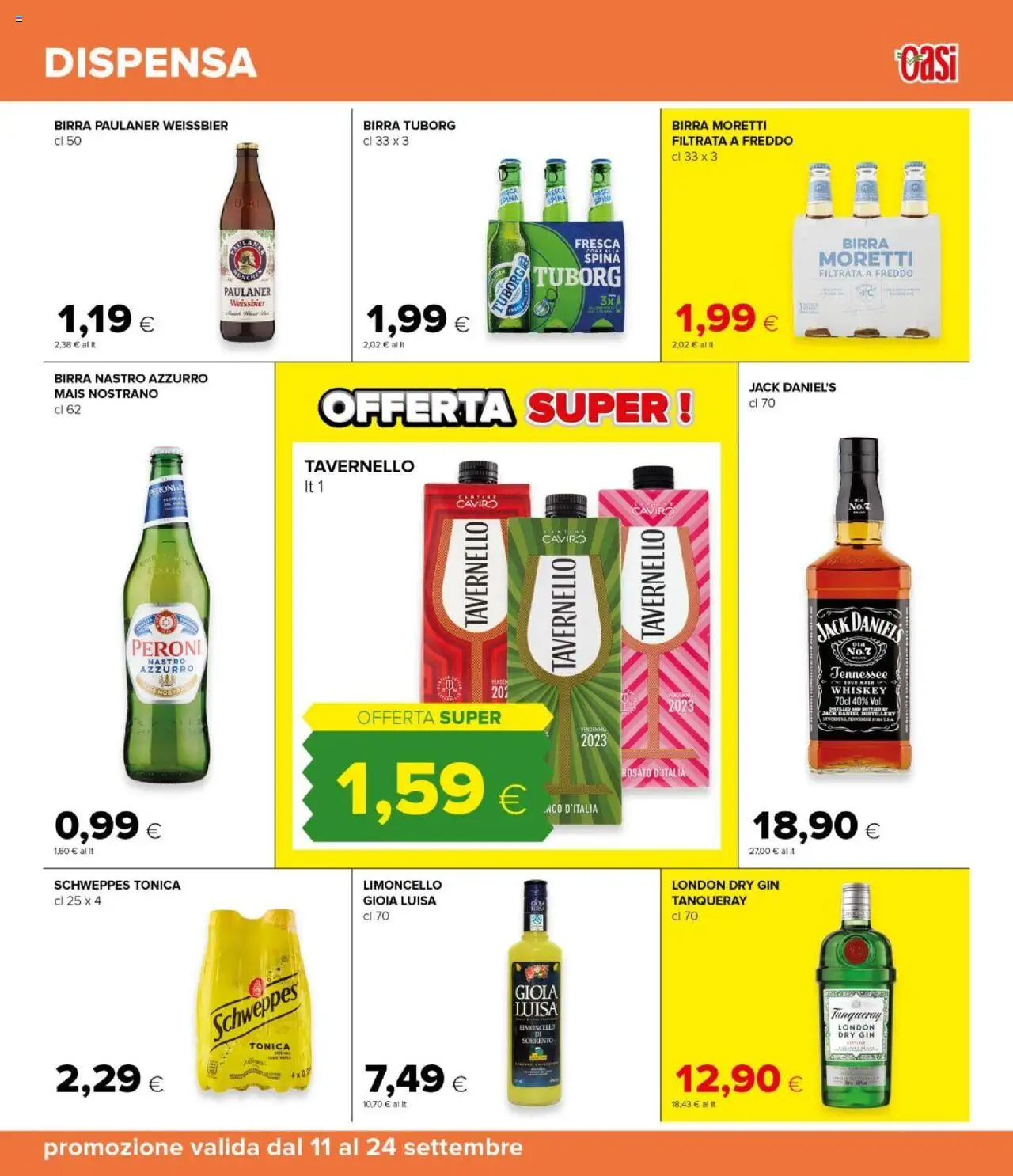 Volantino Oasi del 11.09.2025 | Pagina: 31 | Prodotti: Birra, Gin, Limoncello, Mais