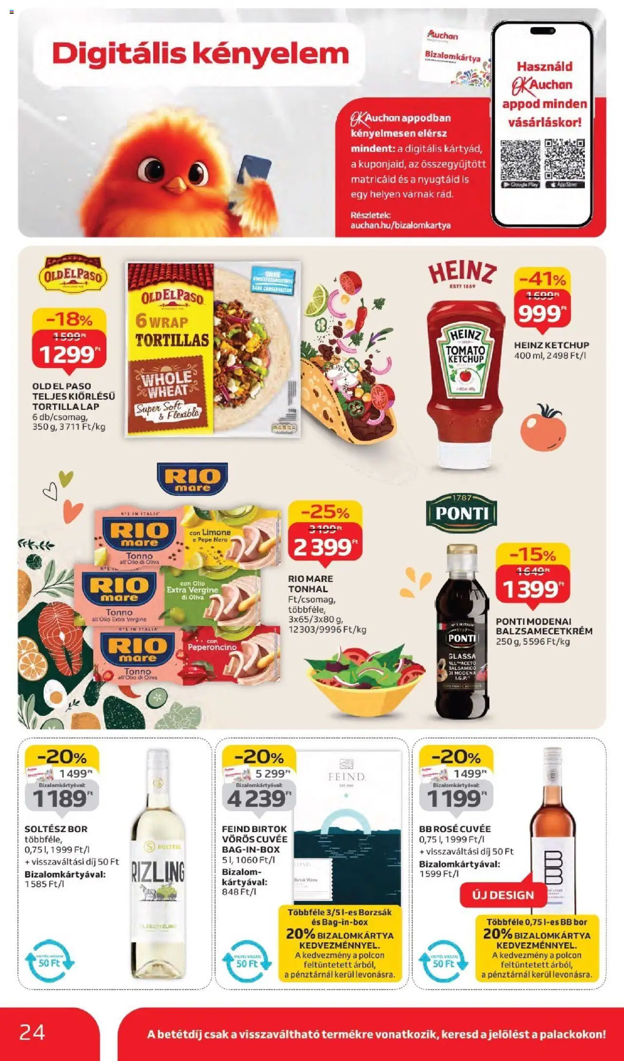 Auchan akciós ujság - amely érvényes a következő dátumtól: 11.09.2025 | Oldal: 24 | Termékek: Tonhal, Bor, Ketchup