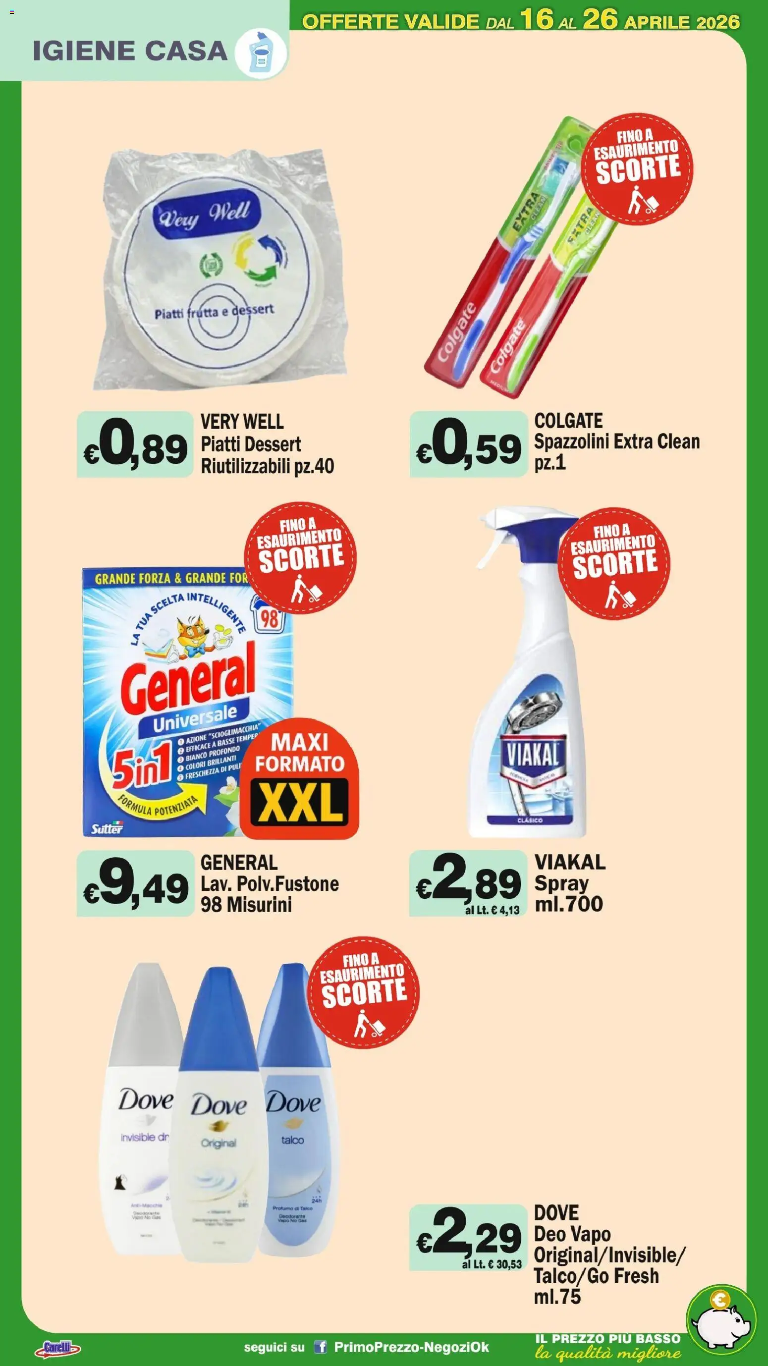 Volantino Primo Prezzo del 16.04.2026 | Pagina: 28 | Prodotti: Deodorante, Talco, Frutta, Profumo