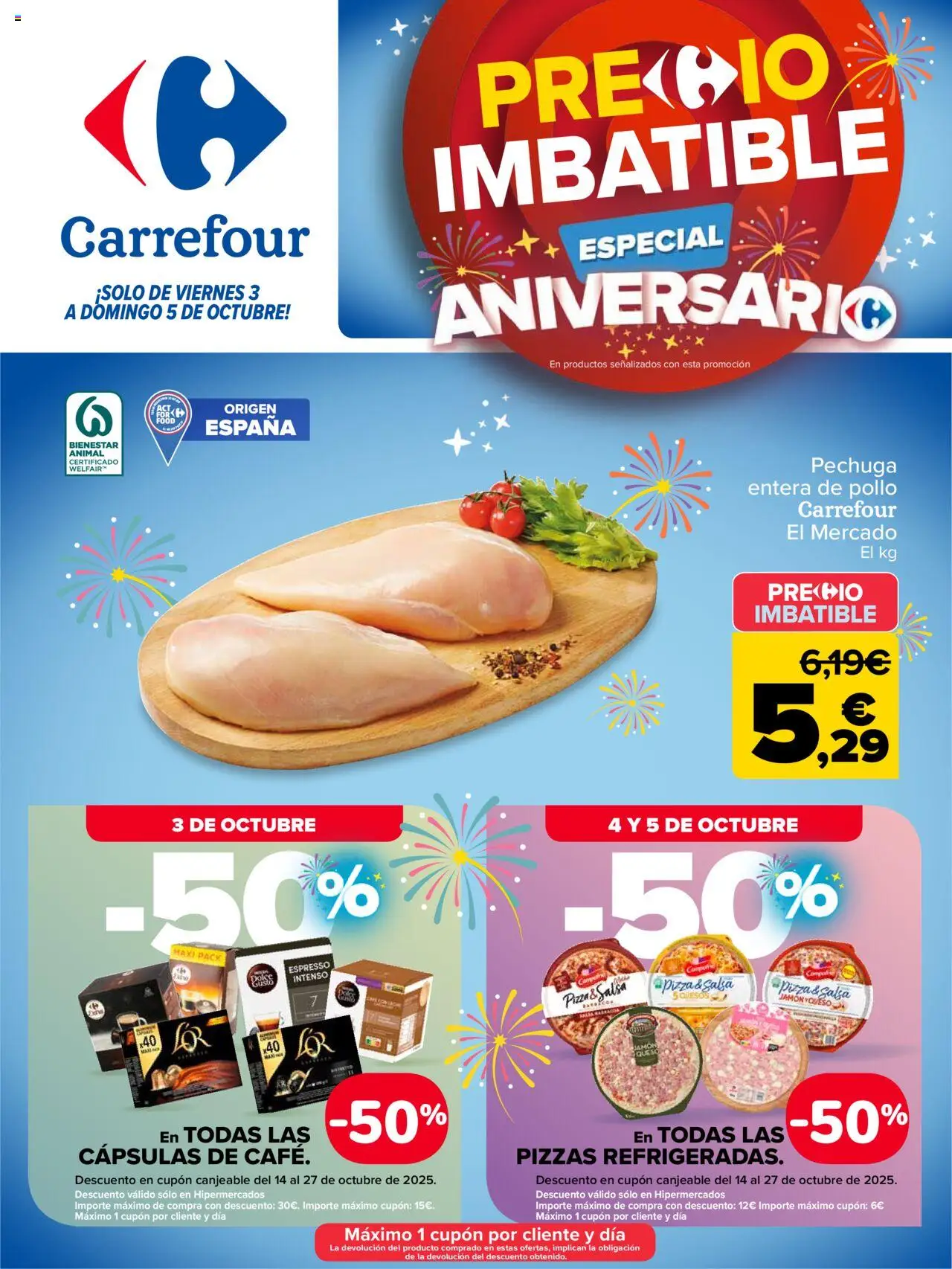 Carrefour folleto │ válido desde el 03.10.2025 | Página: 1 | Productos: Queso, Jamón, Pizza