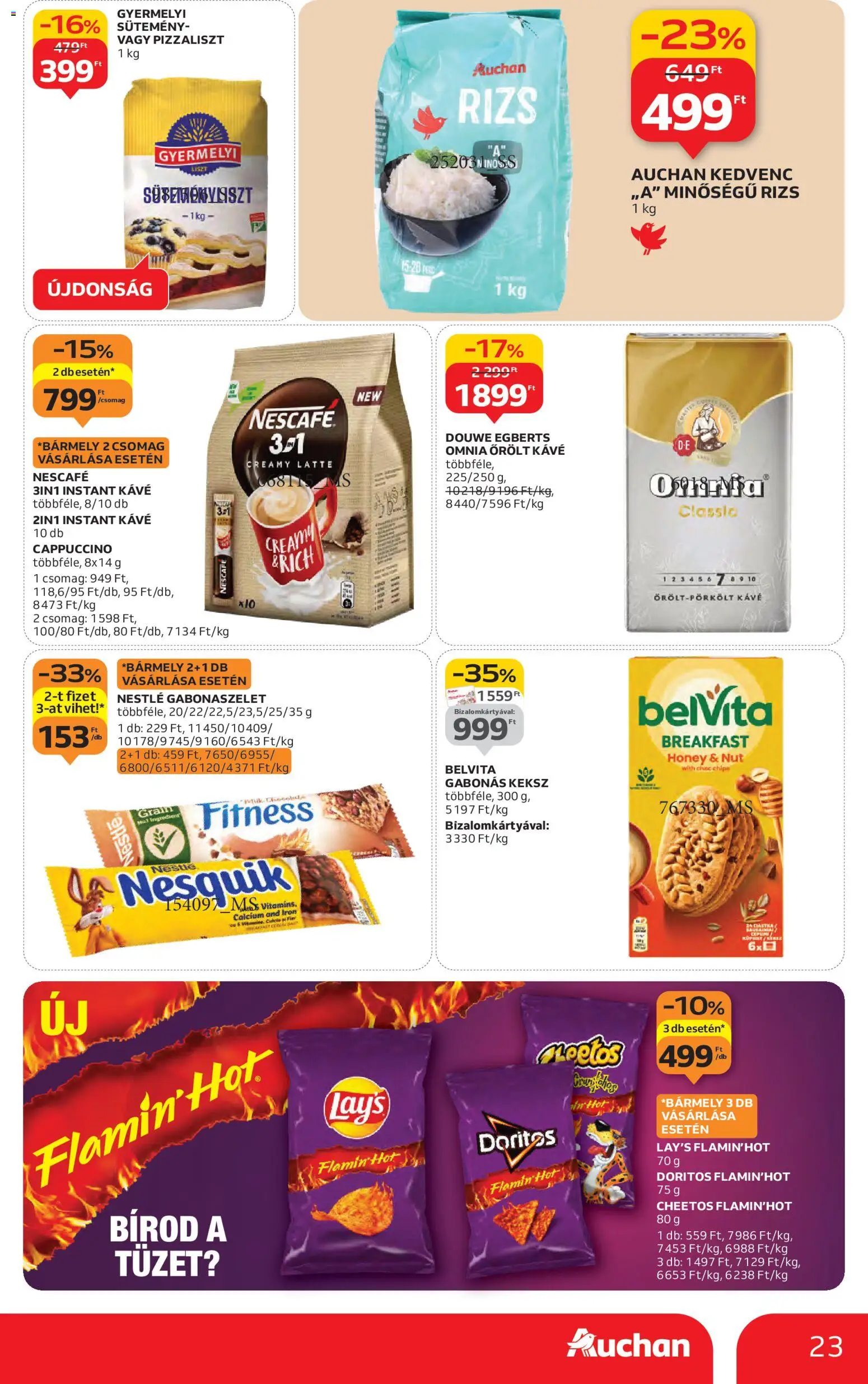 Auchan akciós ujság - amely érvényes a következő dátumtól: 30.10.2025 | Oldal: 23 | Termékek: Chips, Cheetos, Sütemény, Keksz