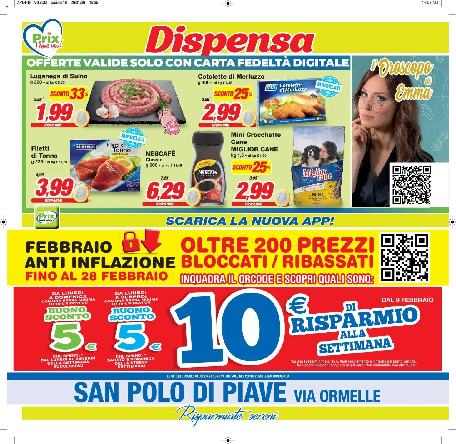 Volantino Prix del 03.02.2026 | Pagina: 18 | Prodotti: Merluzzo, Crocchette, Pinne, Tonno