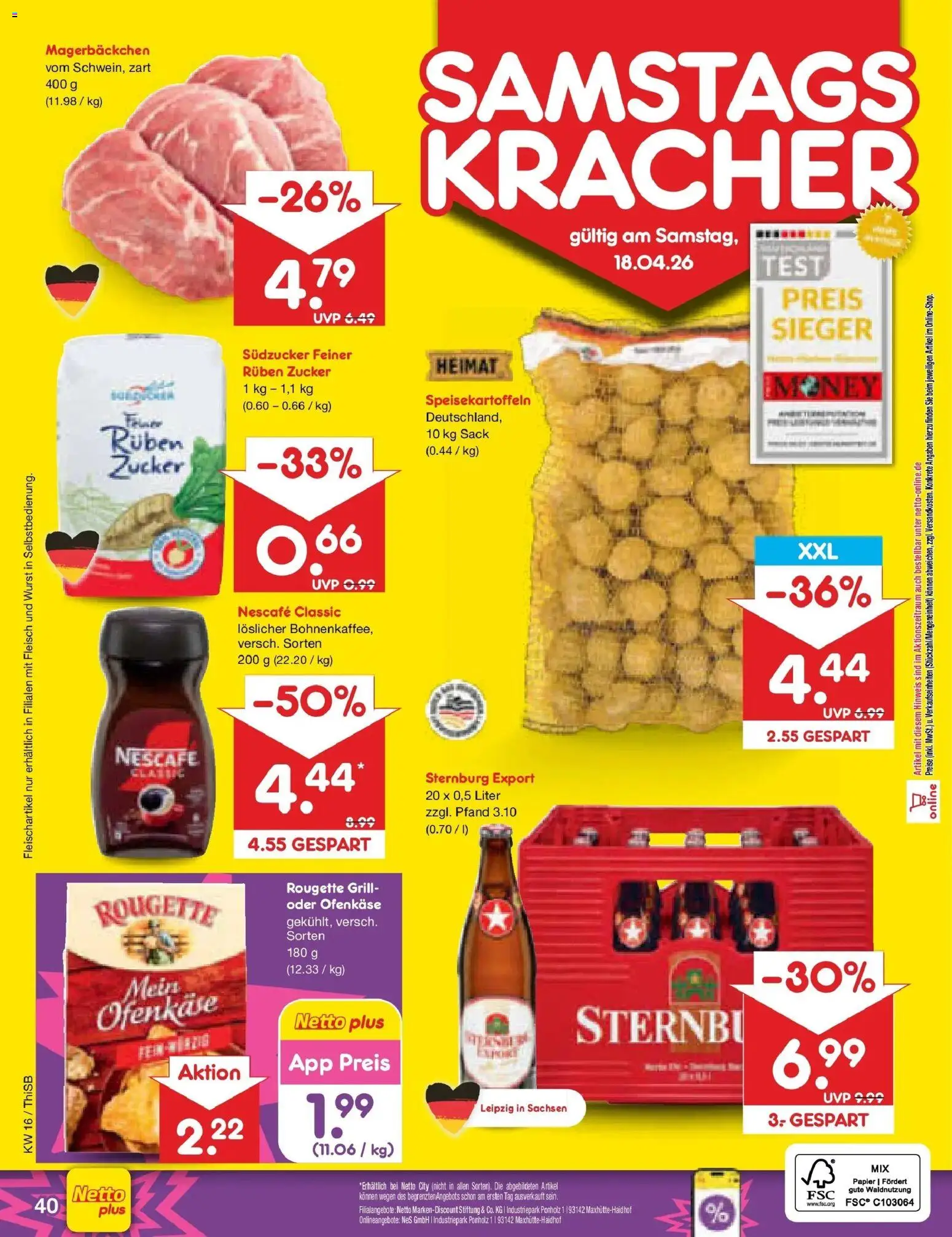 Netto Marken-Discount Prospekt Pirna	 – gültig ab 13.04.2026 | Seite: 62 | Produkte: Nescafe, Zucker, Nescafe classic, Fleisch