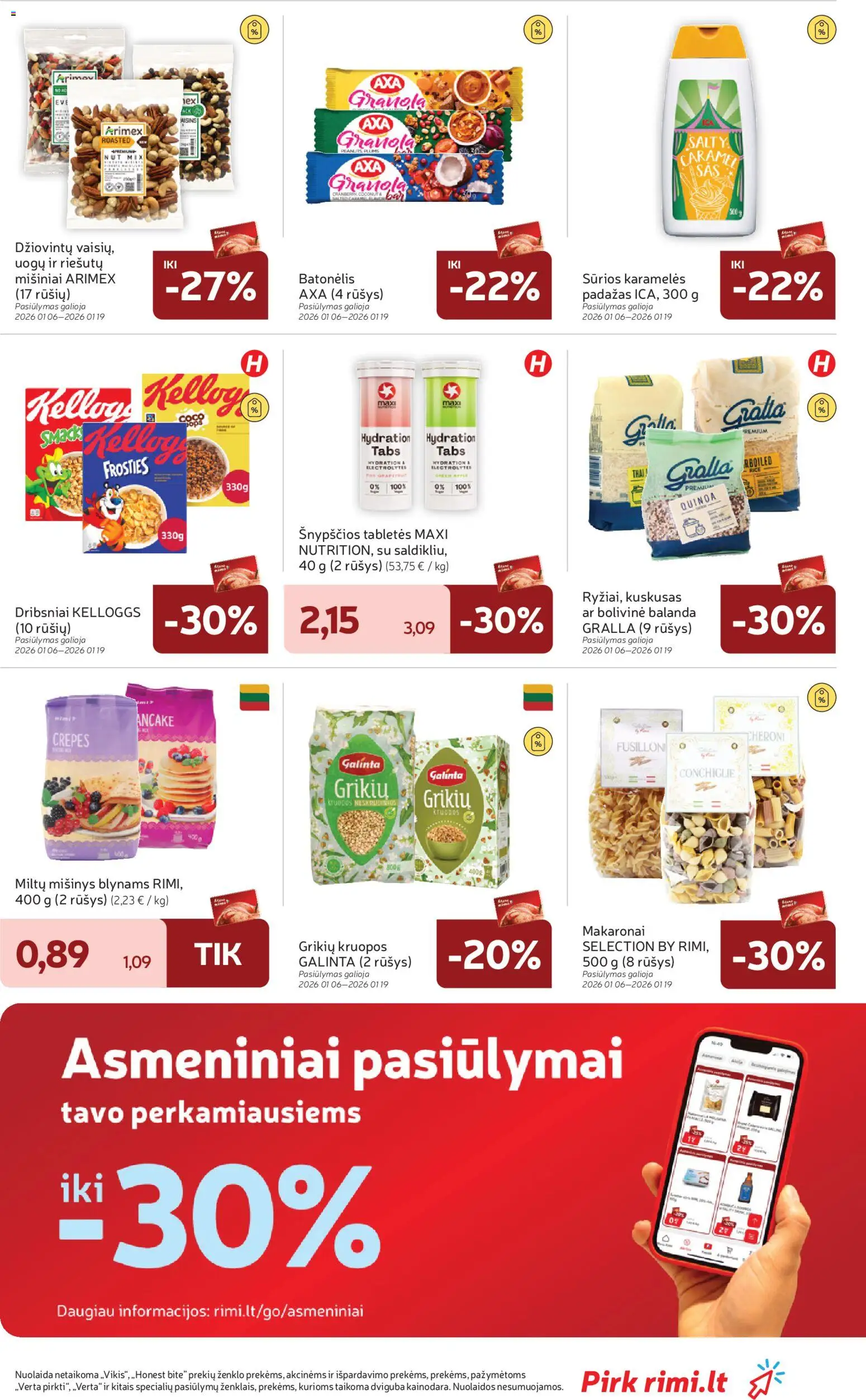 Rimi akcijos nuo 13.01.2026 | Puslapis: 25 | Prekių: Kruopos, Padažas, Dribsniai, Makaronai